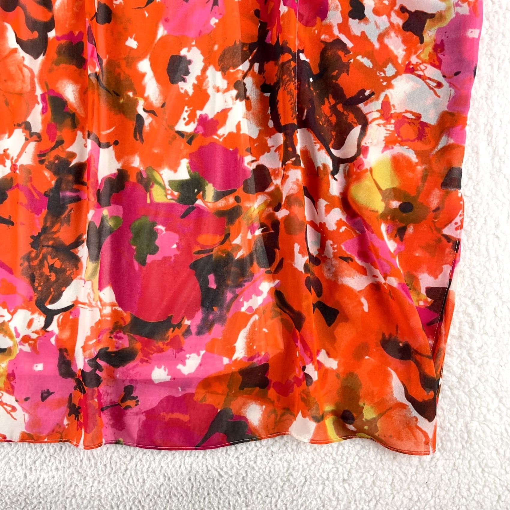 Badgley Mischka American Glamour Badgley Mischka Tunic Shirt Womens Large Orange Floral V-Neck Size L / US 10 / IT 46 - 5 Thumbnail