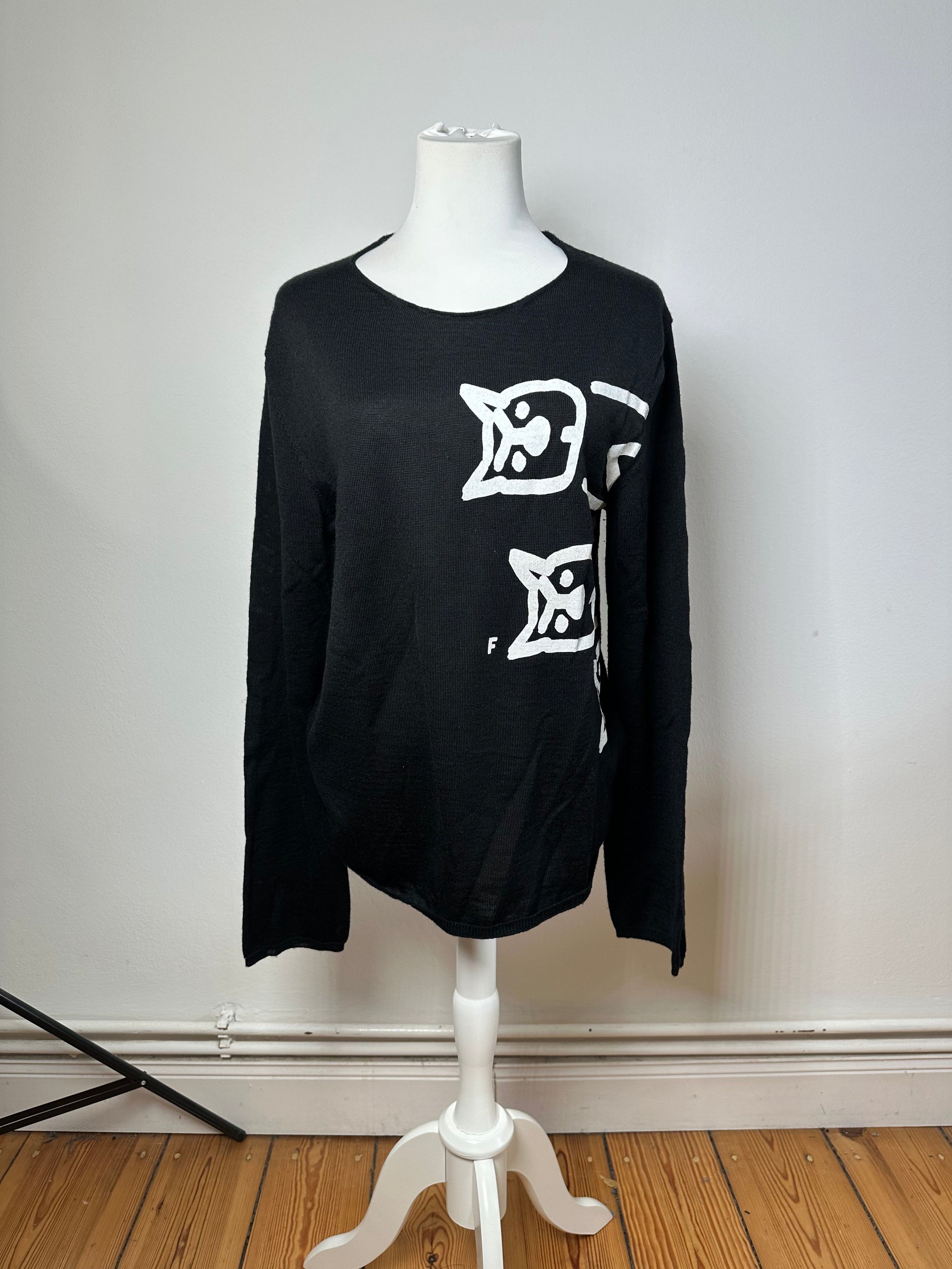 Comme des Garcons Vintage Comme Des Garçons Wool Crewneck Black white M Size S / US 4 / IT 40 - 1 Thumbnail