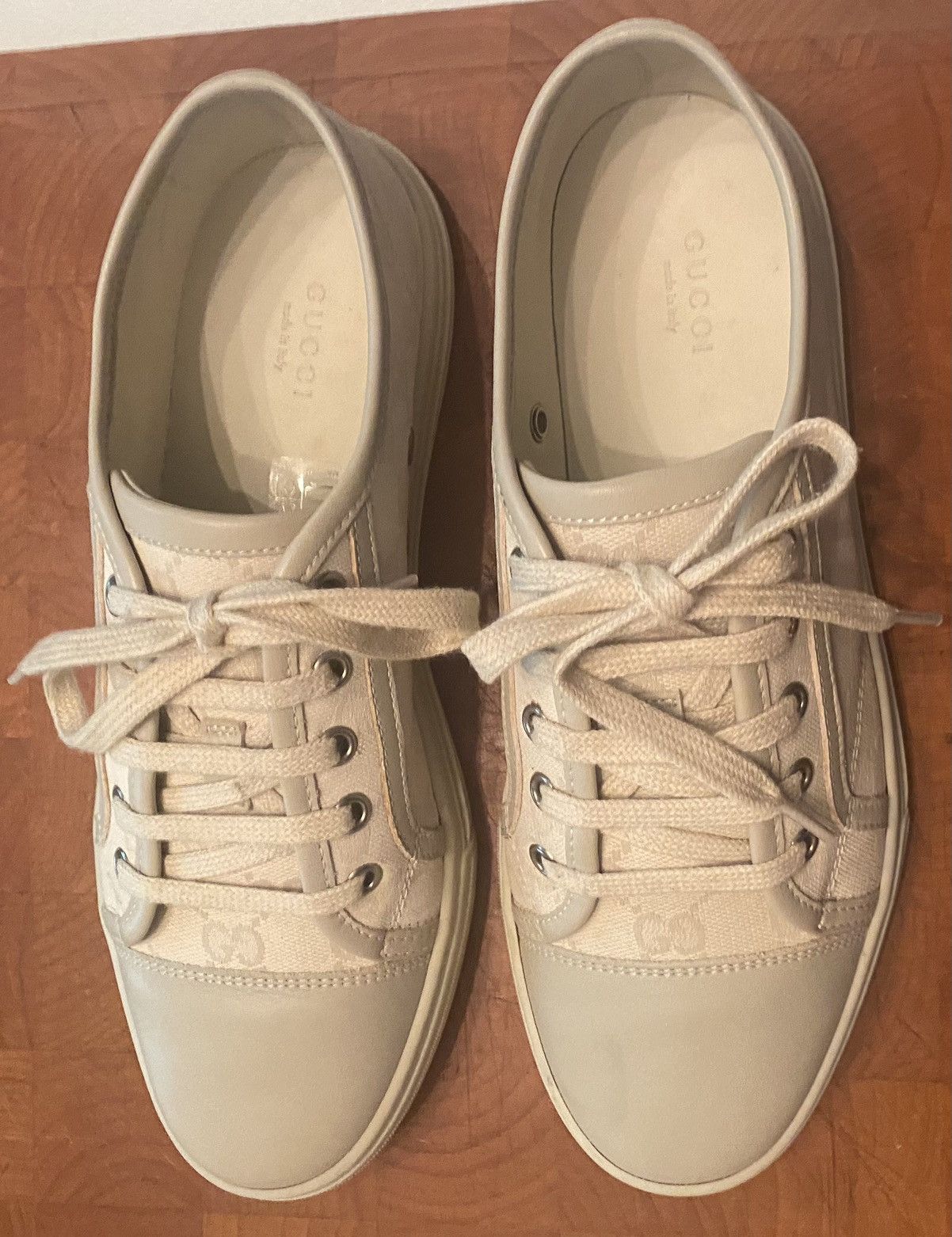 Gucci Gucci 🇮🇹 Women's GG Cement Kanvas/Leather Captoe Sneakers 39 Size US 9 / IT 39 - 18 Thumbnail