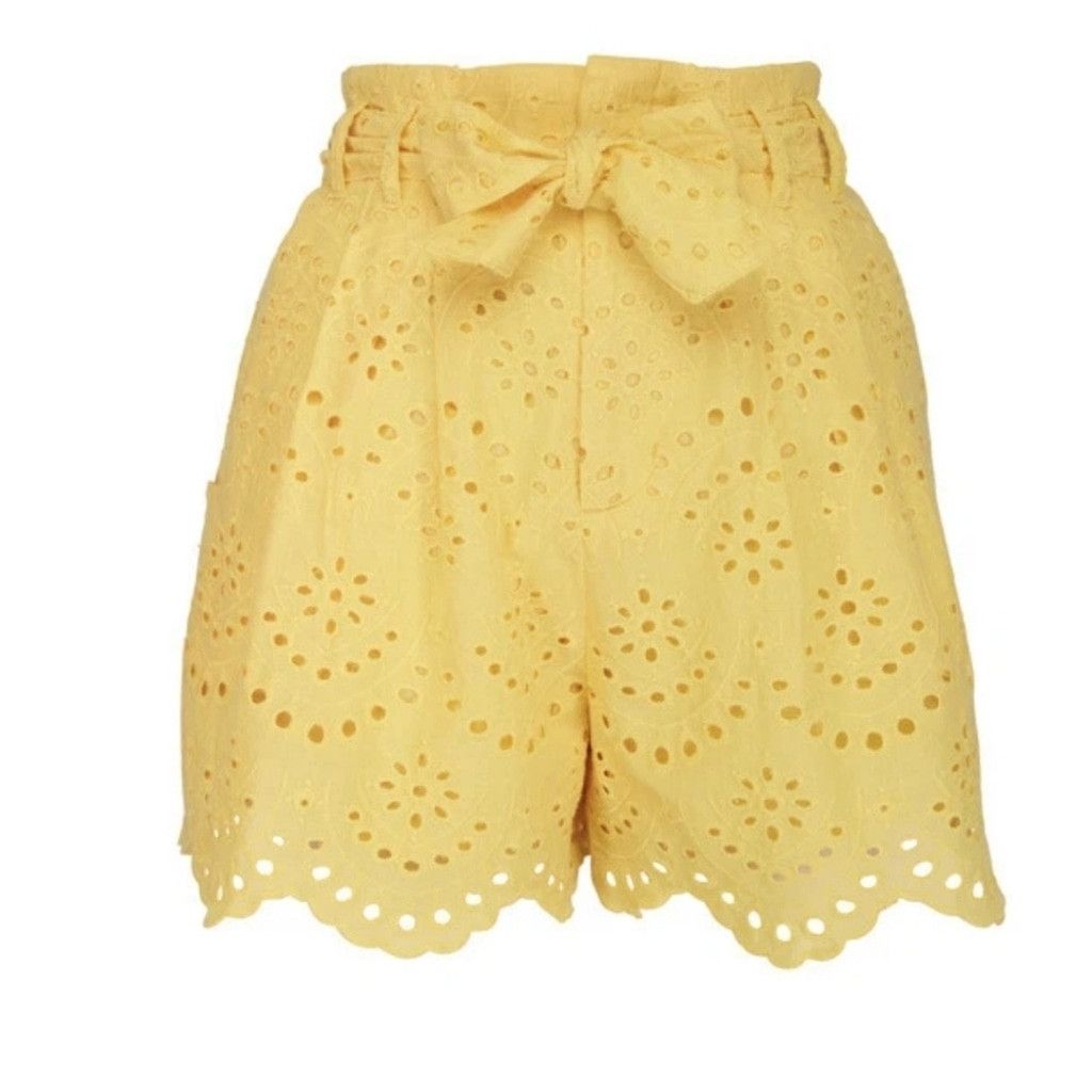 7 For All Mankind 7 For All Mankind Women's Tie Waist Eyelet Shorts Size 34" / US 12 / IT 48 - 2 Thumbnail