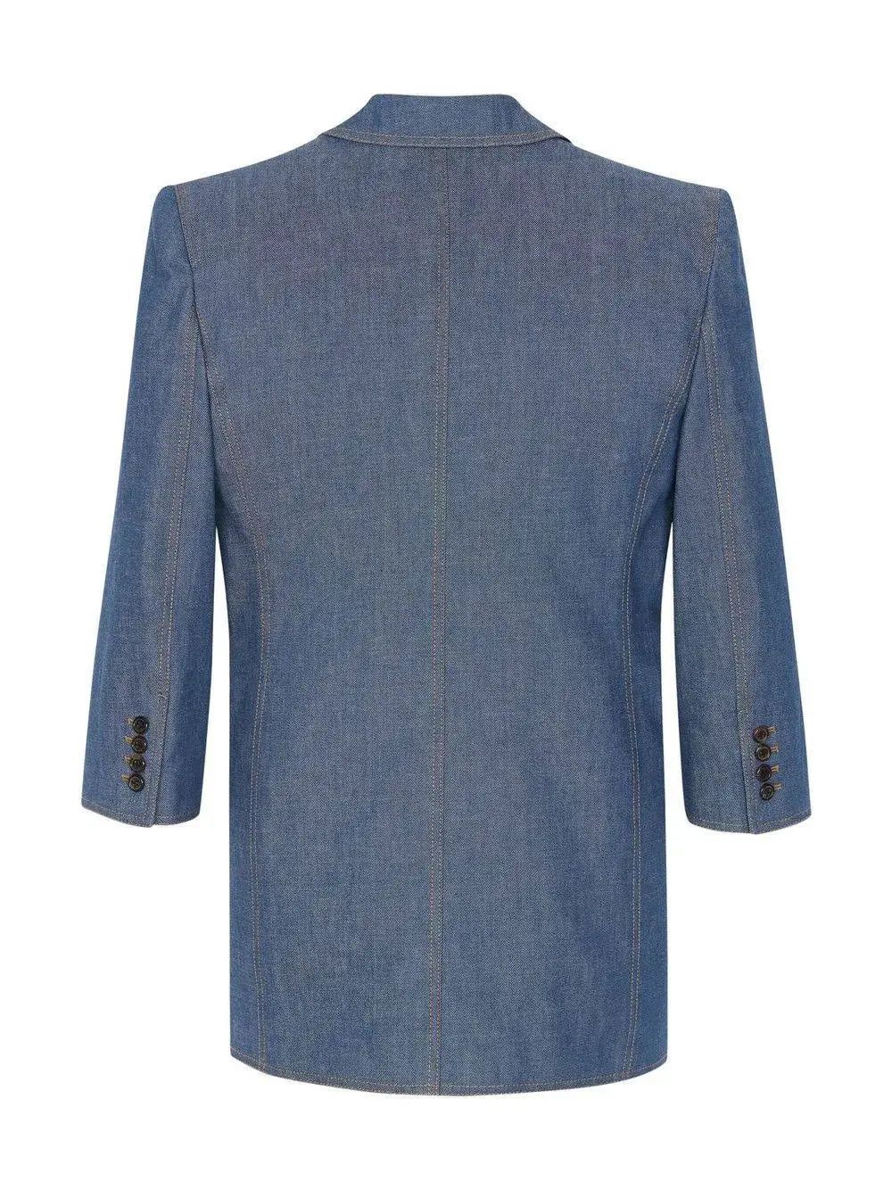 Saint Laurent Paris o1s1wg111124 Single-Breasted Tailored Dress in Denim Blue Size M / US 6-8 / IT 42-44 - 3 Thumbnail