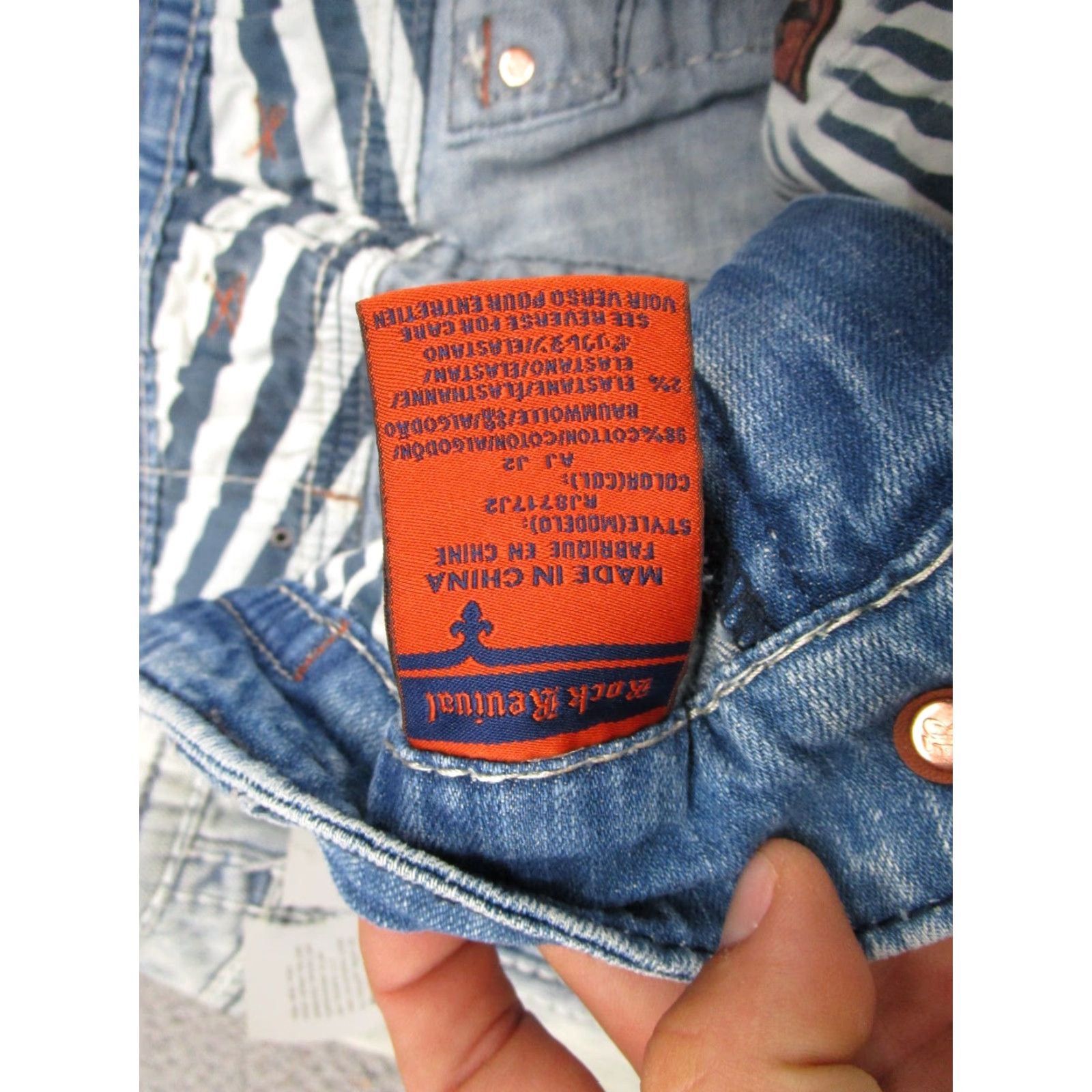 Vintage Rock Revival AJ Straight Leg Jeans 42x33 Denim 2 Tone Blue Men’s Regular Fit 5-Pocket Logo Embroidered Denim Jeans Rock Revival Men Size US 42 / EU 58 - 6 Thumbnail
