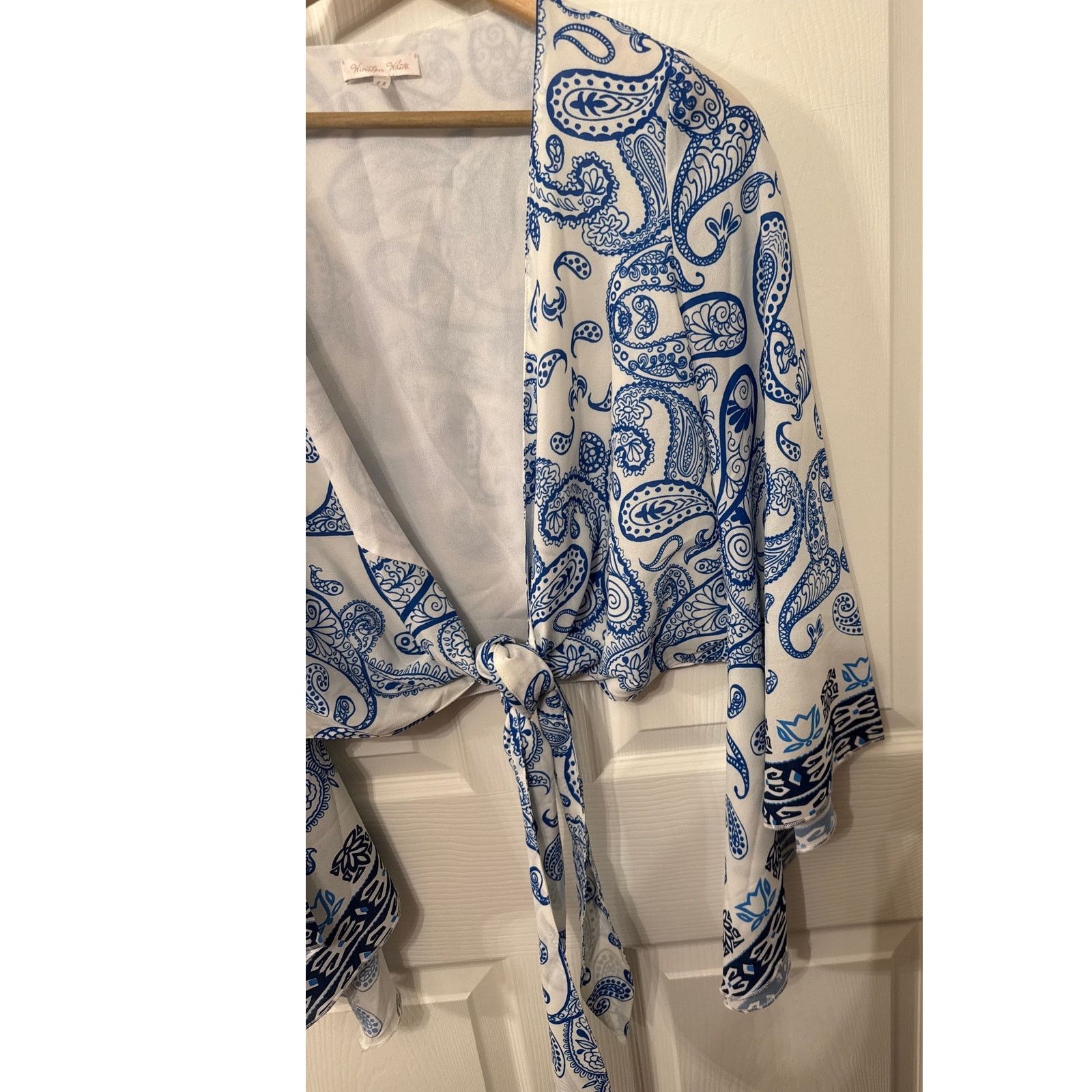 Anthropologie Winston White Paisley Boho Bell Sleeve Tie Front Blouse , S Size S / US 4 / IT 40 - 4 Thumbnail