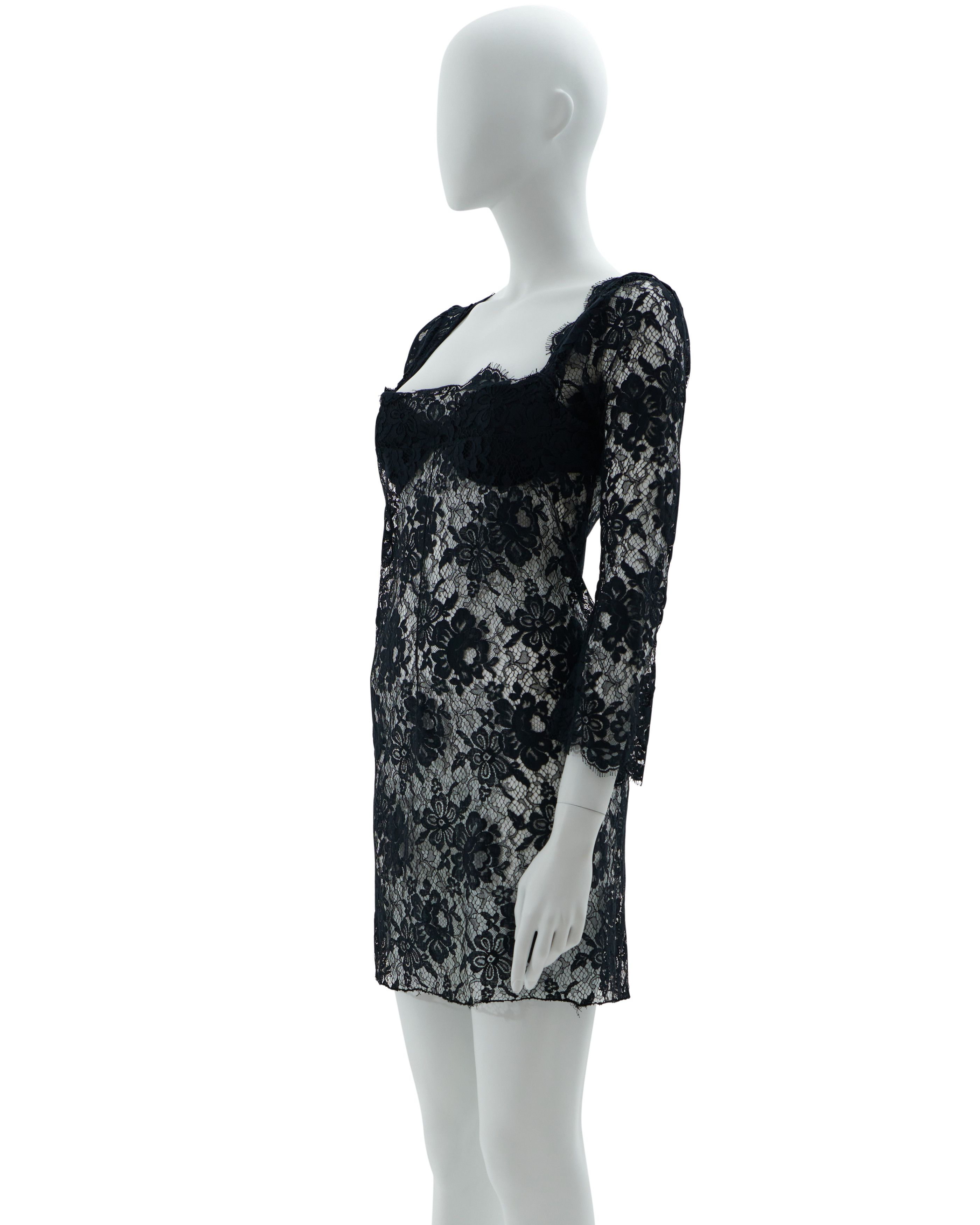 Dolce & Gabbana F/W 2001 Black lace slip dress with attached bra Size S / US 4 / IT 40 - 3 Thumbnail