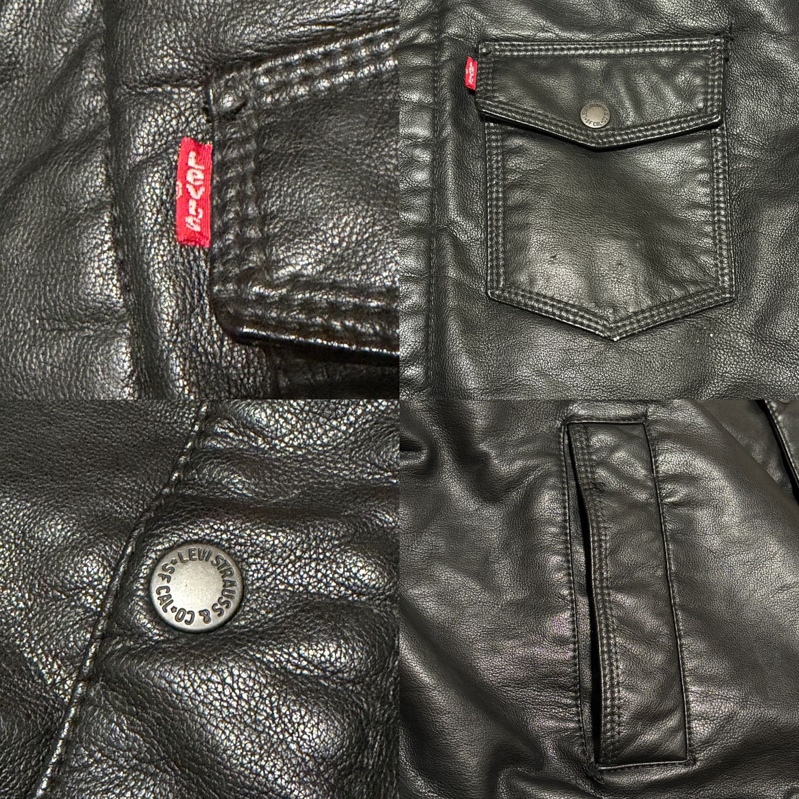 Levi's Levi's Trucker Jacket Mens Large Black Faux Leather Sherpa Lined Motorcycle Size US L / EU 52-54 / 3 - 8 Thumbnail