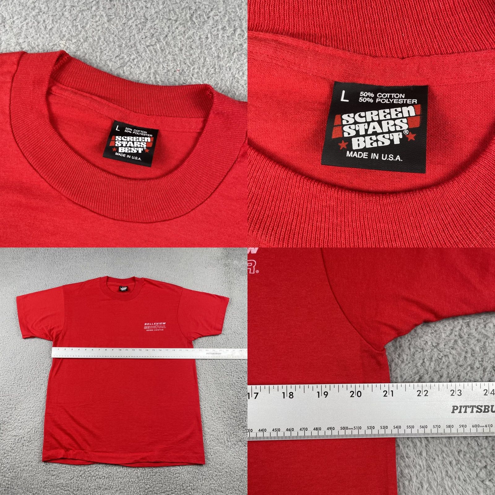 Vintage VINTAGE Screen Stars Best Shirt Mens L Red 80s 90s USA Trucker Vtg Blood Orange Cotton Blend Polyester Short Sleeve Crew Neck Size US L / EU 52-54 / 3 - 9 Thumbnail