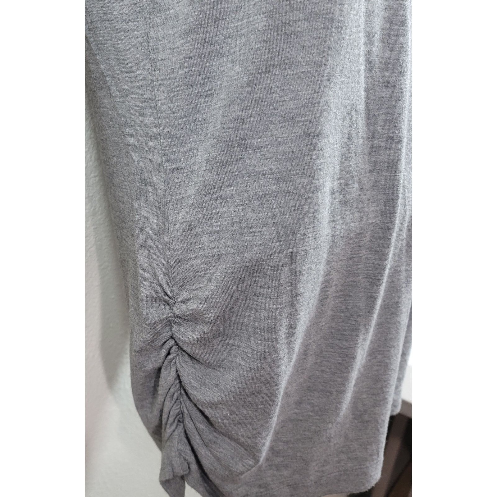 Other Heathered Gray Raglan Crochet Long Sleeves Top Small Ruched Size S / US 4 / IT 40 - 2 Thumbnail