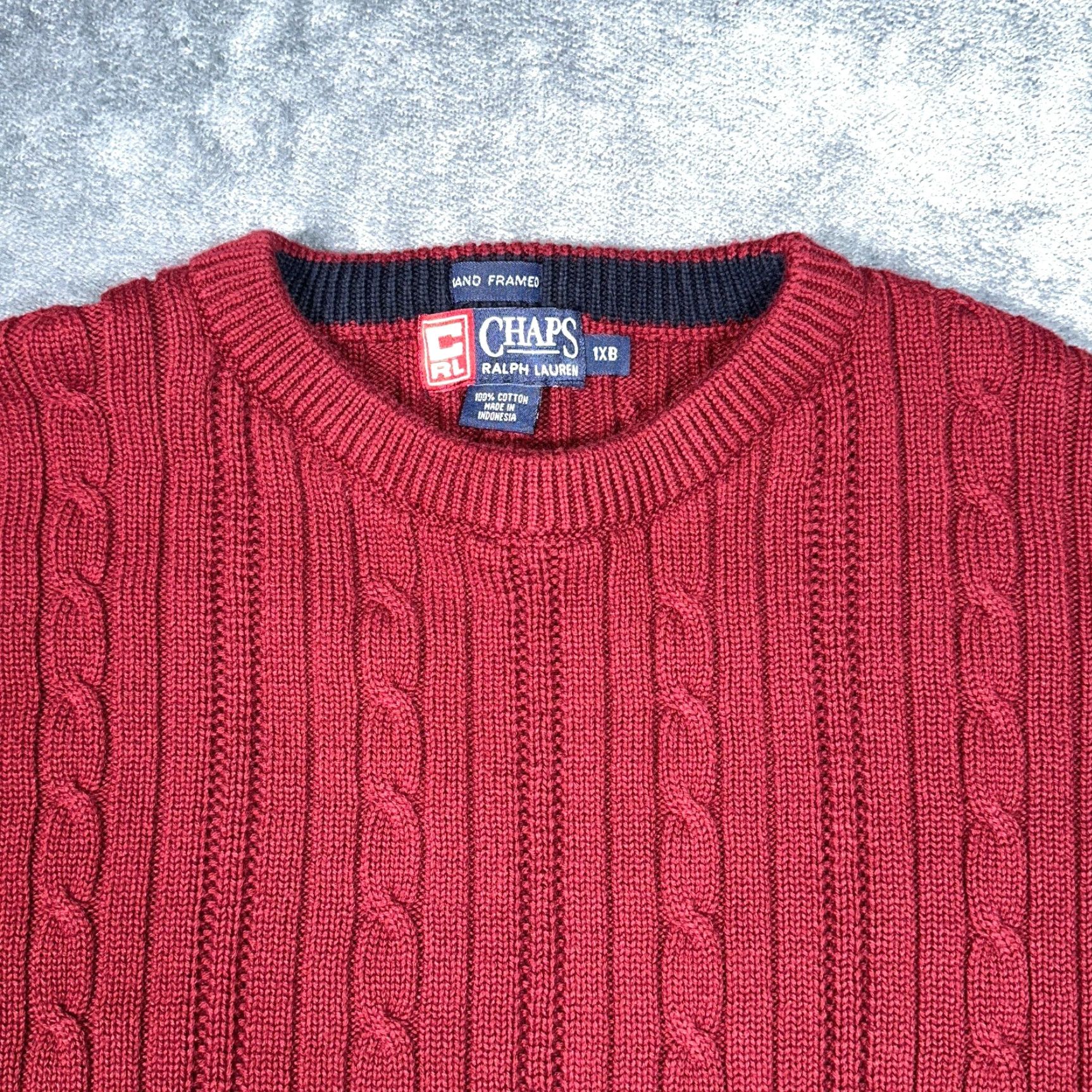Ralph Lauren VINTAGE Ralph Lauren Fisherman Sweater Mens Big 1XB Red Crew Neck Oarsman Chaps Knit Cable-Knit Cotton 80s 90s Grunge Retro USA Size US XL / EU 56 / 4 - 2 Thumbnail