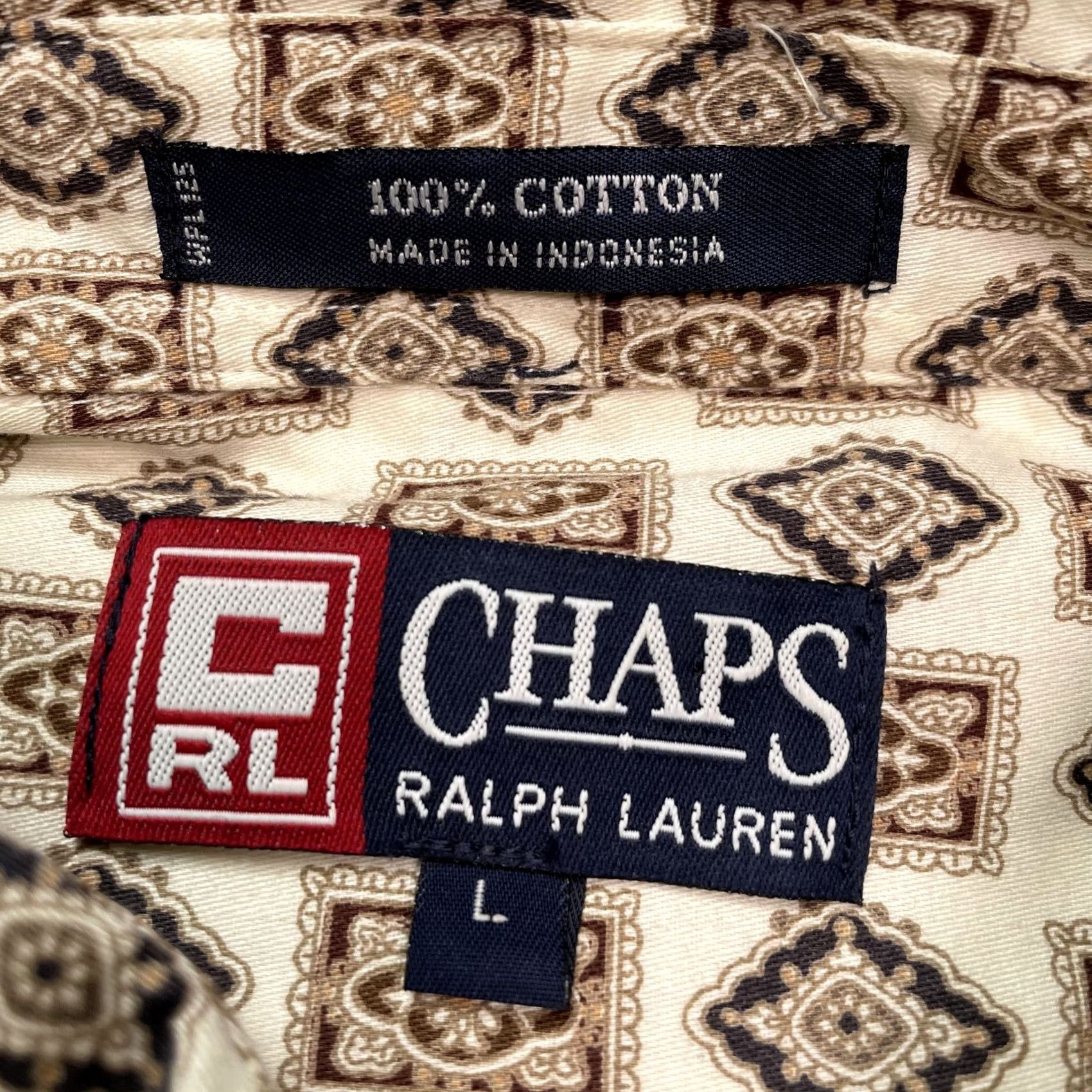 Ralph Lauren Chaps Ralph Lauren Shirt Mens Large Beige Geometric Print Long Sleeve Button Up Size US L / EU 52-54 / 3 - 2 Thumbnail