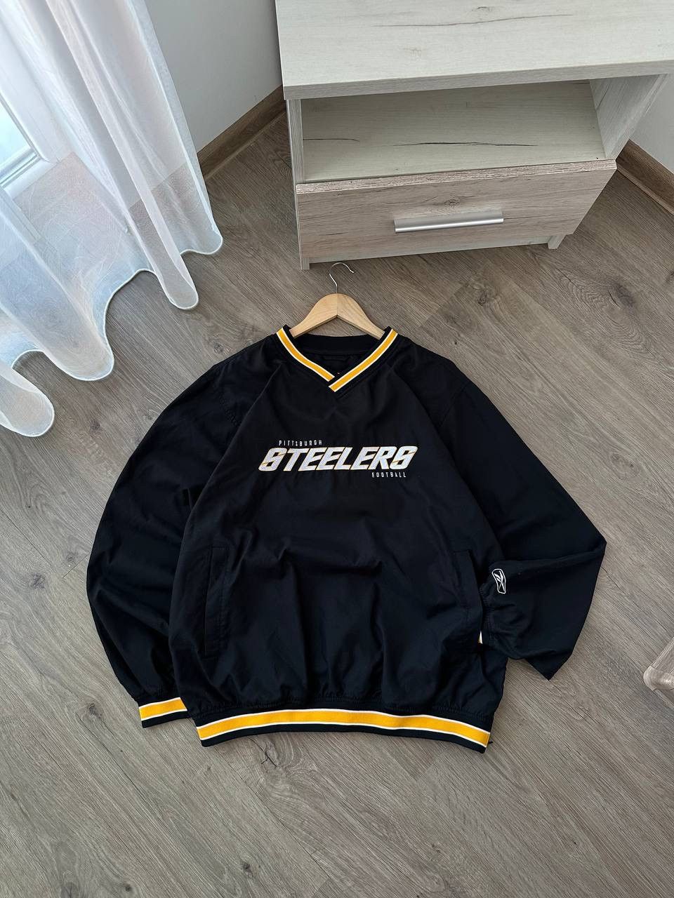 NFL × Vintage Vintage NFL Reebok Steelers Nylon Black Sweatshirt Size US L / EU 52-54 / 3 - 8 Thumbnail