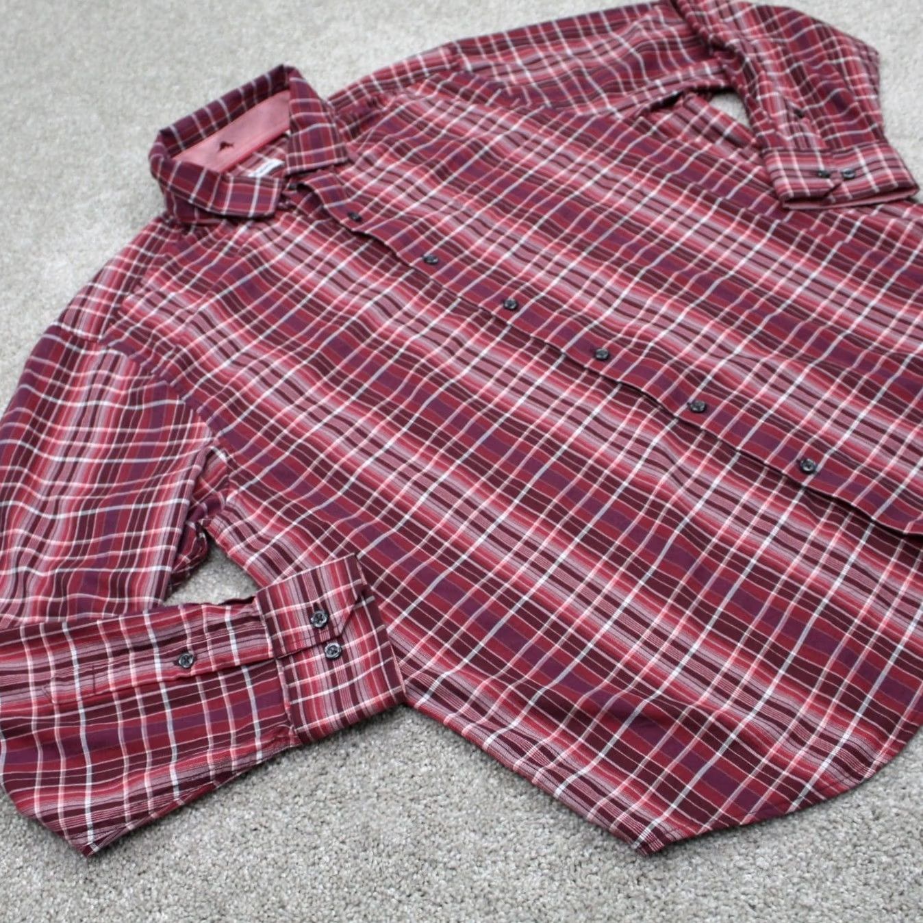 Tommy Bahama Tommy Bahama Shirt Mens Large Red Cotton/Silk Blend Button-Down L/S Plaid Casual Beach Hawaiian Size US L / EU 52-54 / 3 - 5 Thumbnail