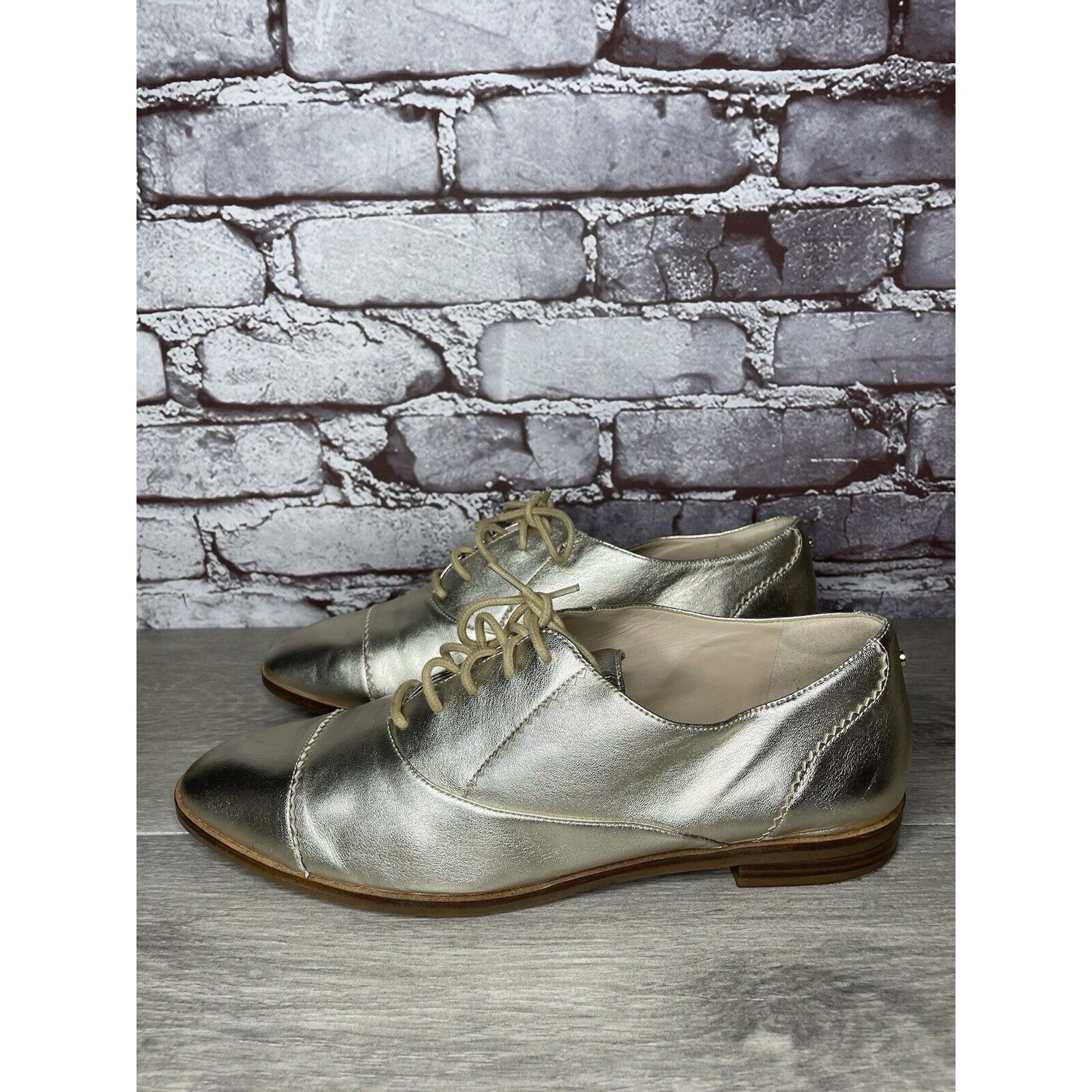 Cole Haan COLE HAAN Go To Collection Arden Gold Metallic Leather Oxfor Size US 10 / IT 40 - 6 Thumbnail