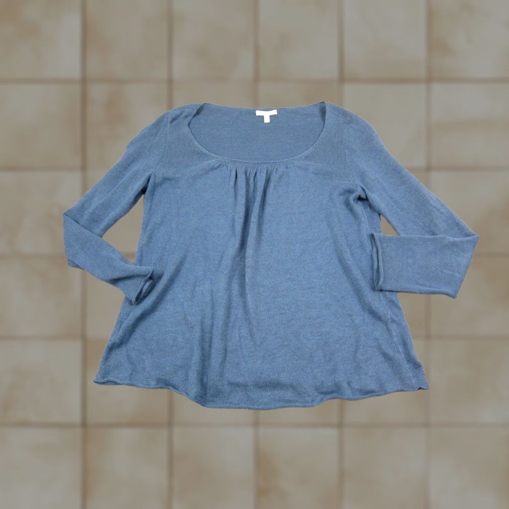 Eileen Fisher Eileen Fisher Sweater Shirt Womens S Blue 100% Linen Scoop Neck Pullover Regular Fit Long Sleeve Knit Casual City Classic Mens, Womens Size S / US 4 / IT 40 - 1 Thumbnail
