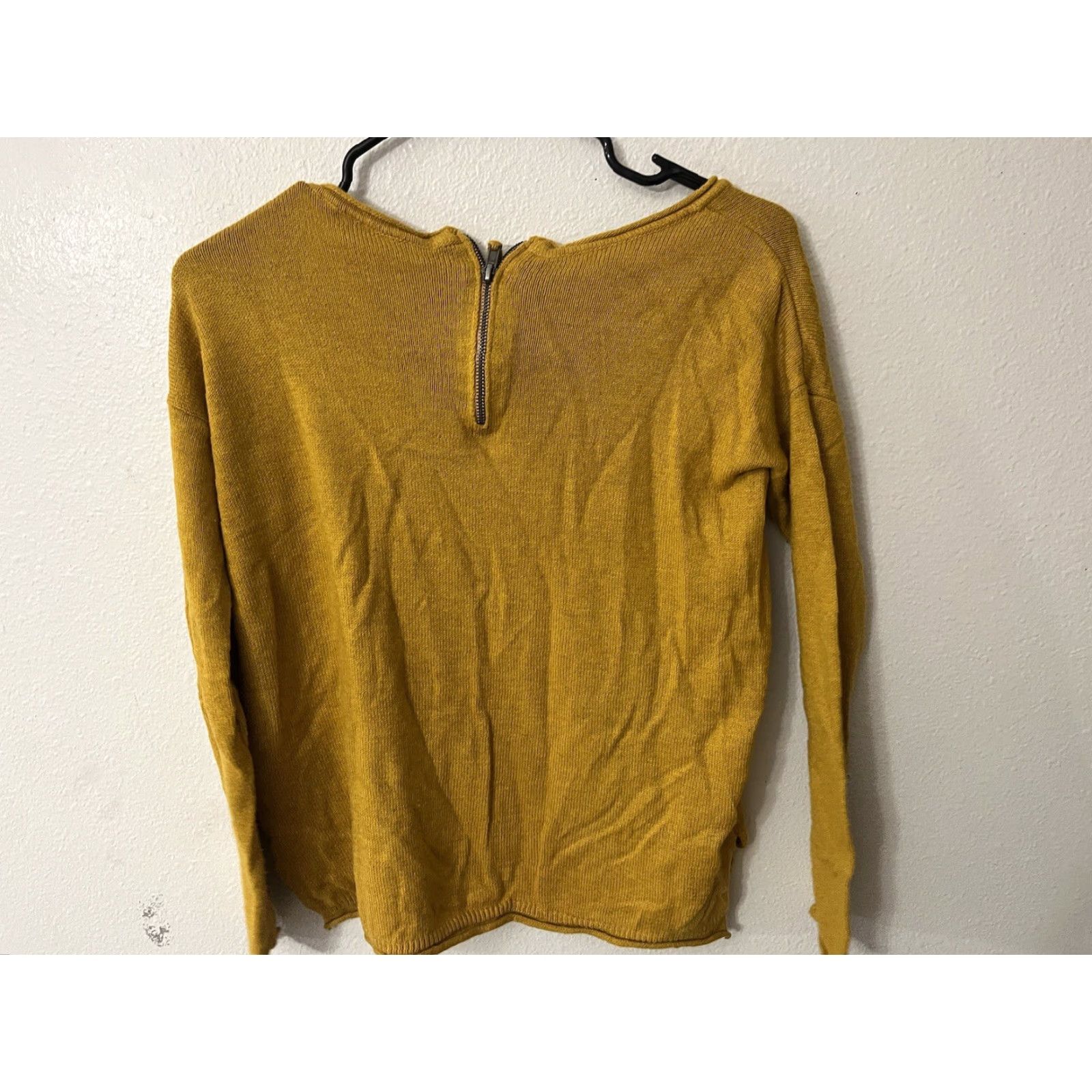 H&M H&M Sweater Women's XS Yellow Pullover 3/4 Sleeve Open-Knit 1/4 Back Zip Knit Womens Size XS / US 0-2 / IT 36-38 - 3 Thumbnail