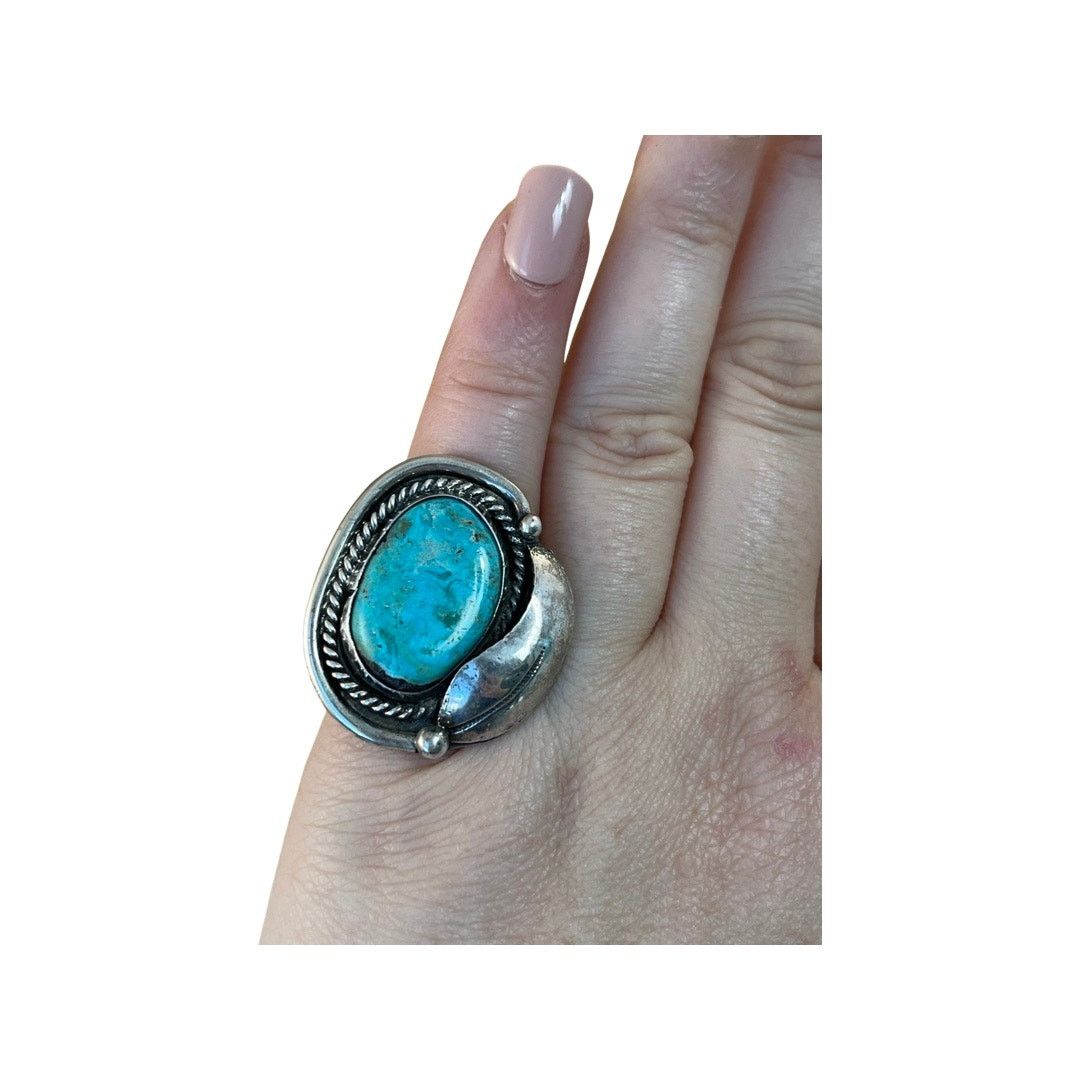 Other Vintage Blue Turquoise Sterling Silver Navajo Ring Sz 4.5 Size ONE SIZE - 10 Thumbnail