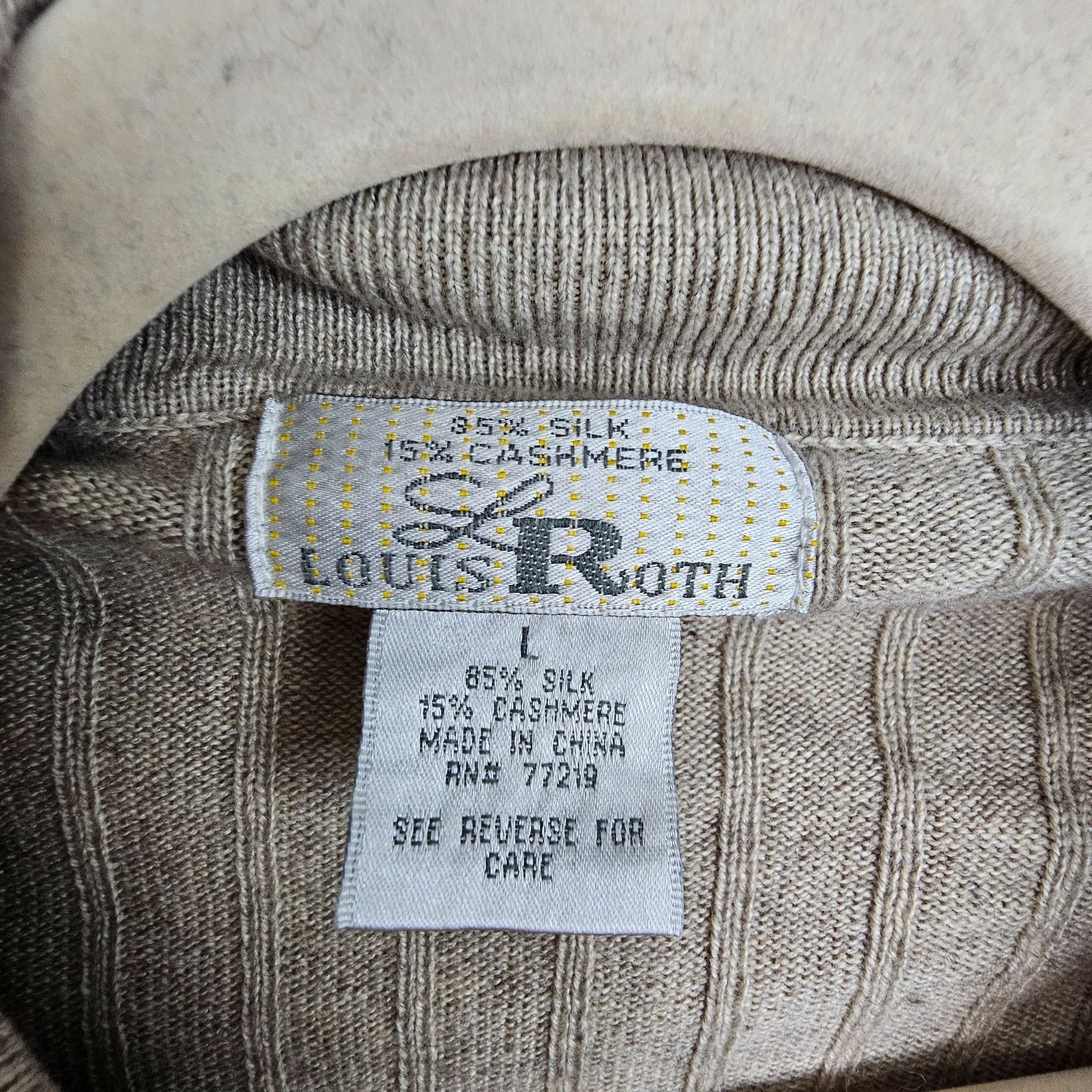 Rothco Louis Roth Mens Silk Cashmere Sweater Ribbed Collared Preppy Size US L / EU 52-54 / 3 - 6 Thumbnail