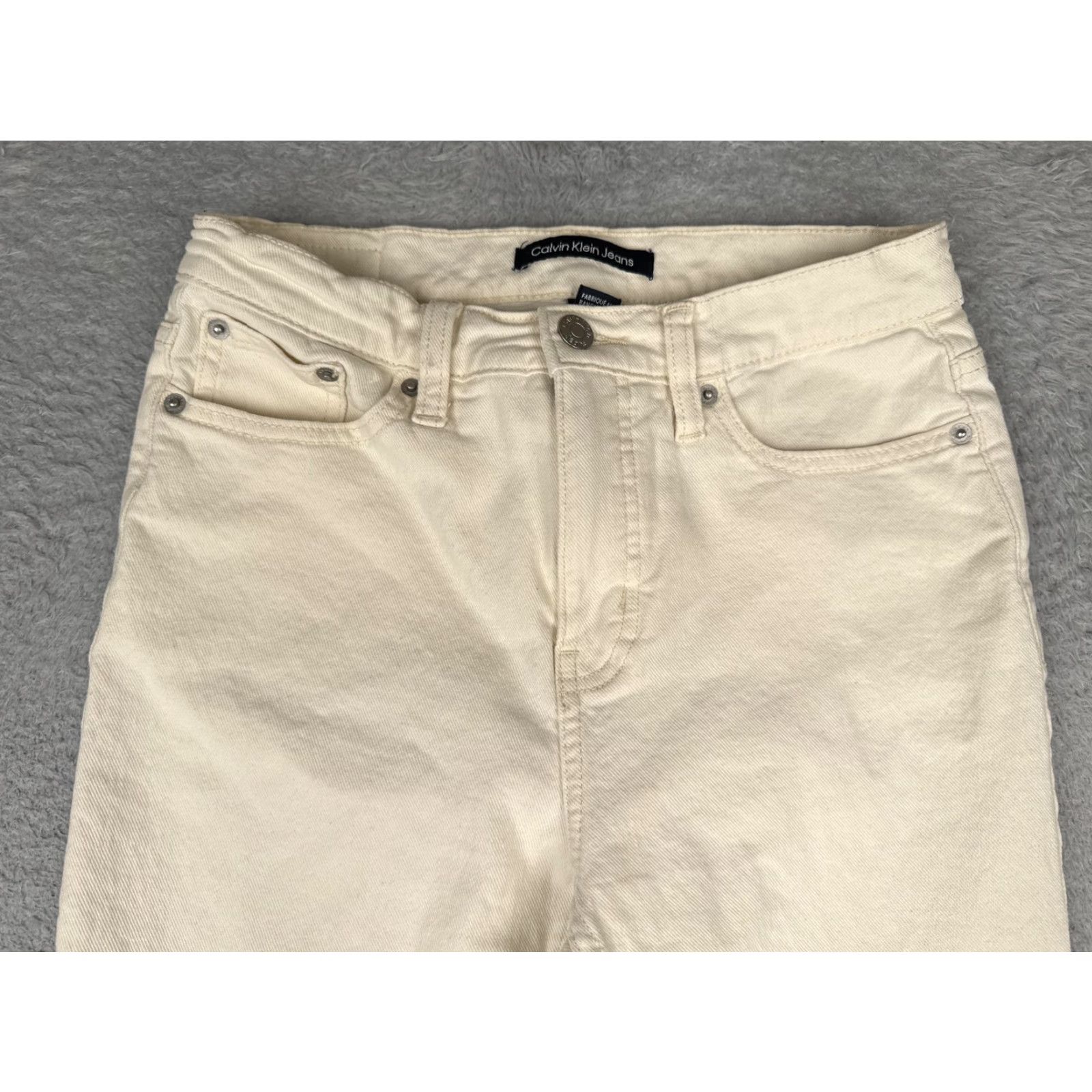 Calvin Klein Calvin Klein Jeans Jeans Straight Womens 4/27 White Mid Rise Stretch 26x30 Urban City College Size 27" / US 4 / IT 40 - 4 Thumbnail