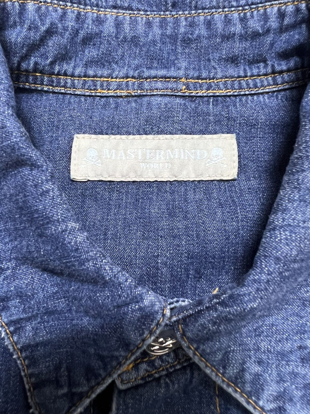 Mastermind World Mastermind World Dyed Logo Lightweight Denim Shirt Size US XS / EU 42 / 0 - 19 Thumbnail