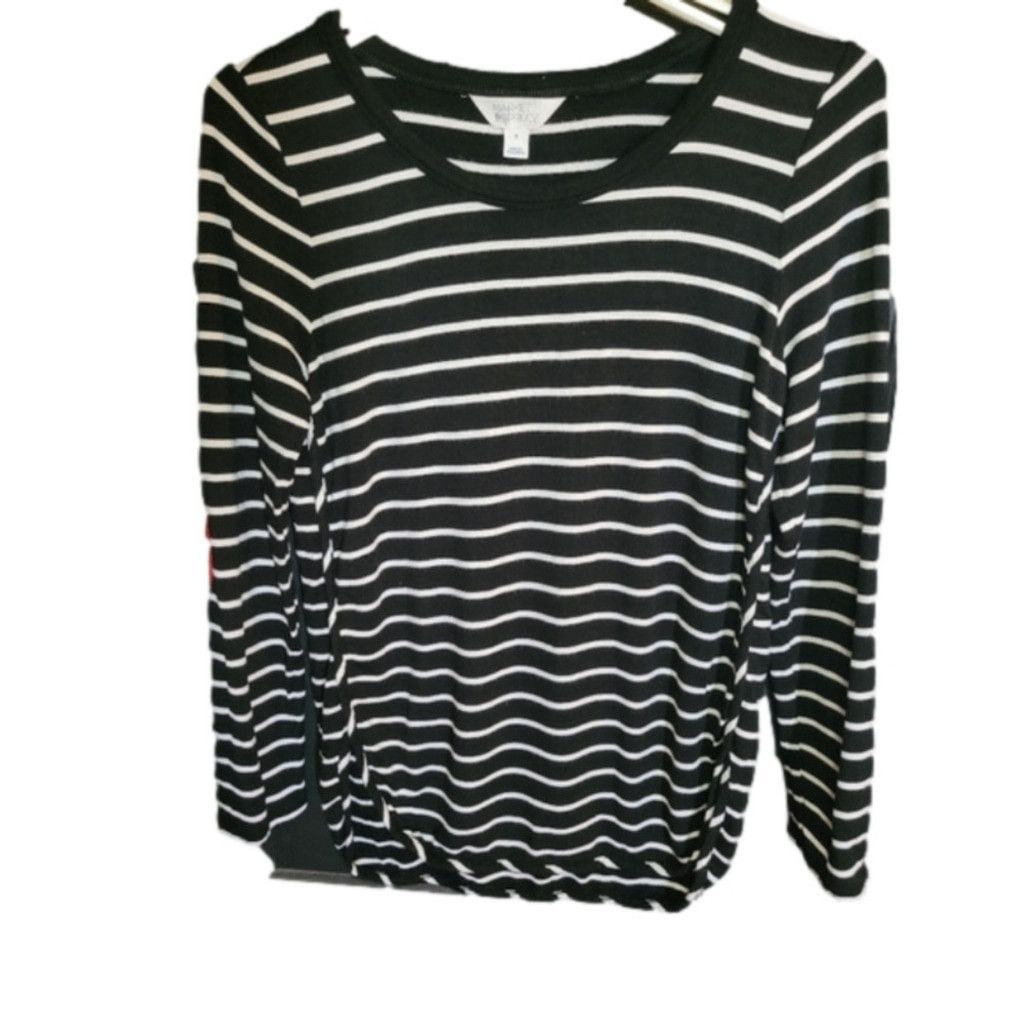 Other market & spruce, black & white striped shirt, Size M nwot Size L / US 10 / IT 46 - 1 Thumbnail