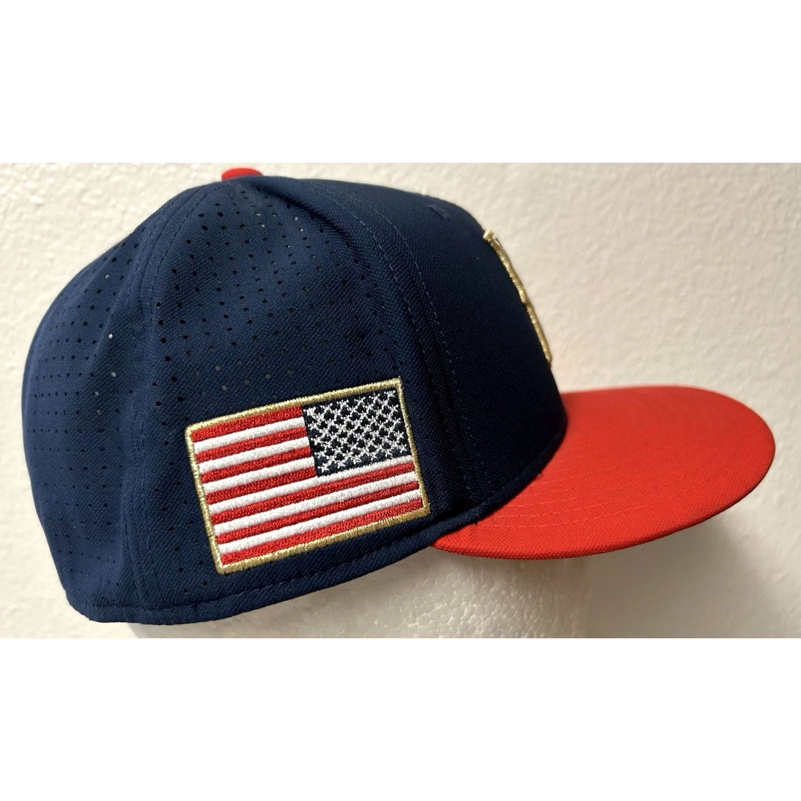 Vintage Patriotic Perfect Game Navy Red Fitted Hat M/L Baseball Cap Mens Size M/L Size ONE SIZE - 3 Thumbnail