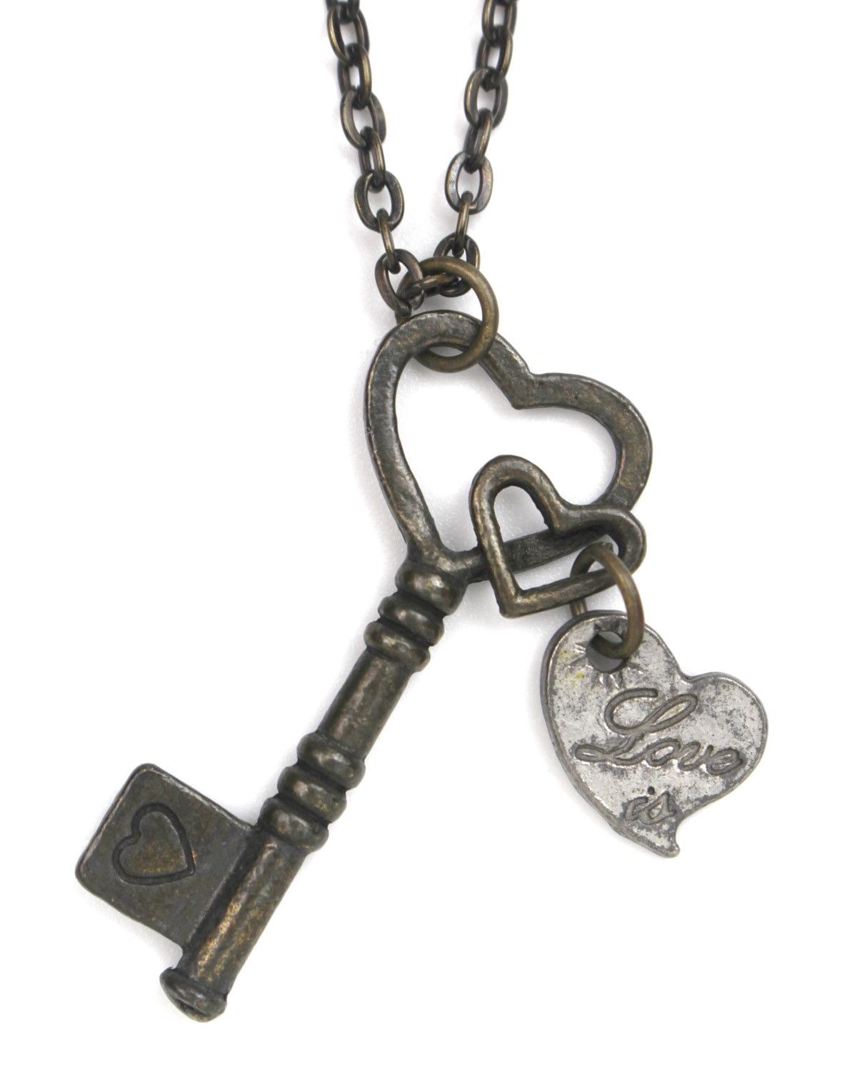 Japanese Brand 2000S JAPANESE MADE ROMANTIC "LOVE IS..." HEART KEY NECKLACE Size ONE SIZE - 1 Thumbnail