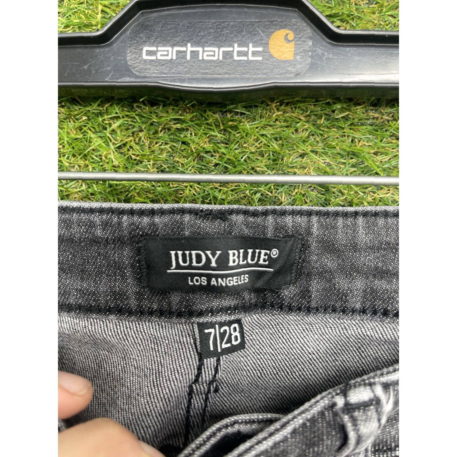 Vintage Judy Blue Jeans Womens 7/28 Black Skinny Fit Stretch Stone Wash Casual Slim y2k Jeans Size 28" / US 6 / IT 42 - 6 Thumbnail