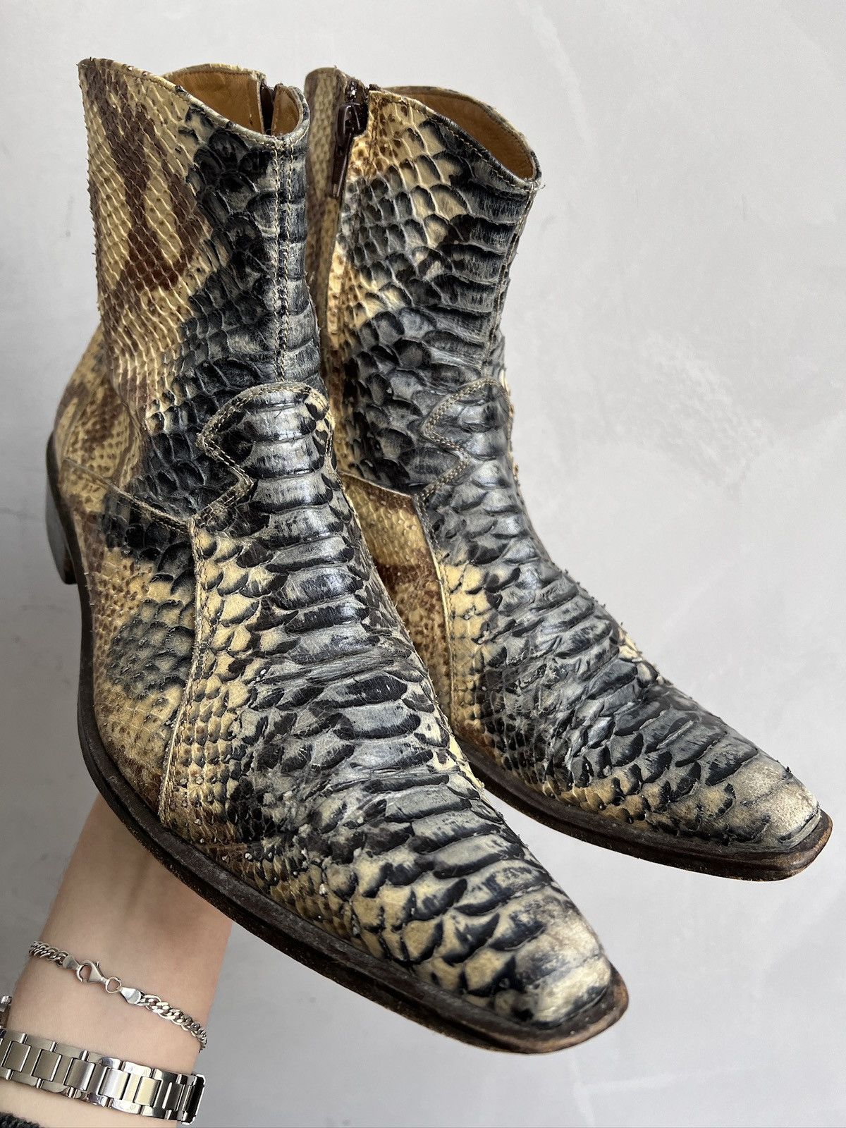 Hedi Slimane Rare python leather snake Hedi slimane style leather boots Size US 7.5 / EU 40-41 - 4 Thumbnail