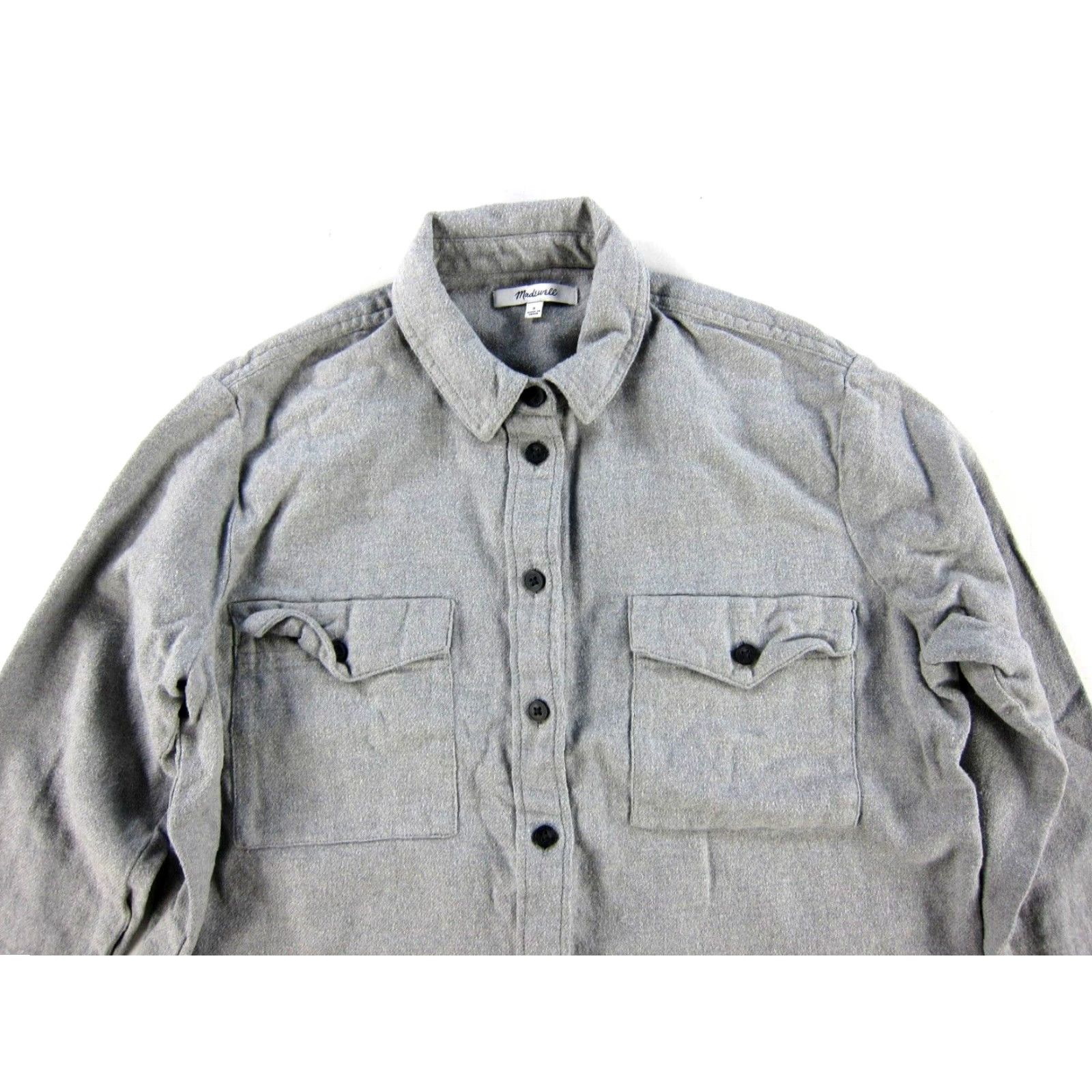 Madewell VINTAGE Madewell 100% Cotton Flannel Grey Button Up Long Sleeve Oversized Shirt Small Size S / US 4 / IT 40 - 4 Thumbnail