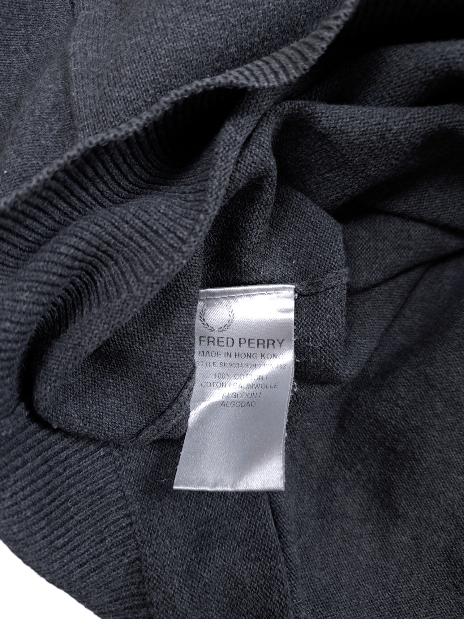 Designer × Fred Perry 💎Fred Perry Classic VNeck Jumper Grey Small Logo Sweatshirt Size US XL / EU 56 / 4 - 6 Thumbnail