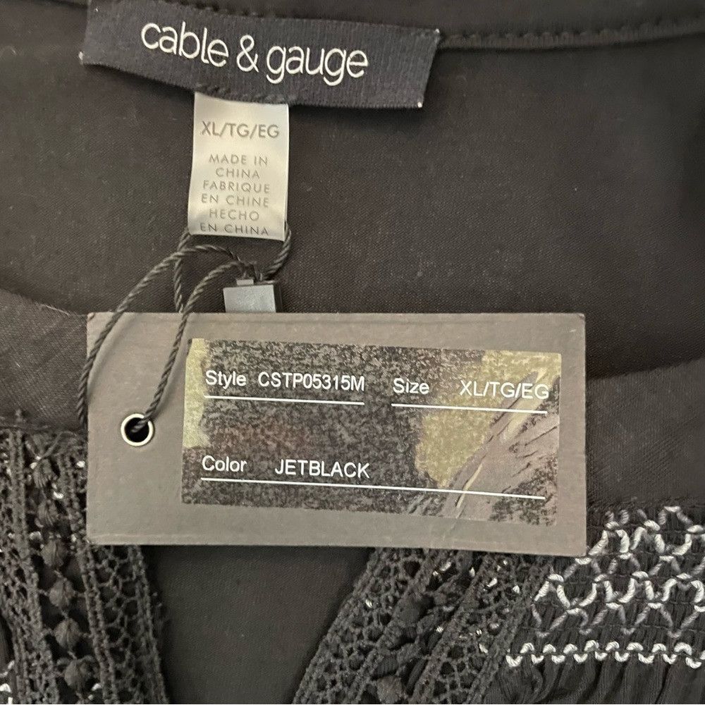 Other NWT New Cable & Gauge Sleeveless Embroidered Black Viscose Size XL / US 12-14 / IT 48-50 - 6 Thumbnail