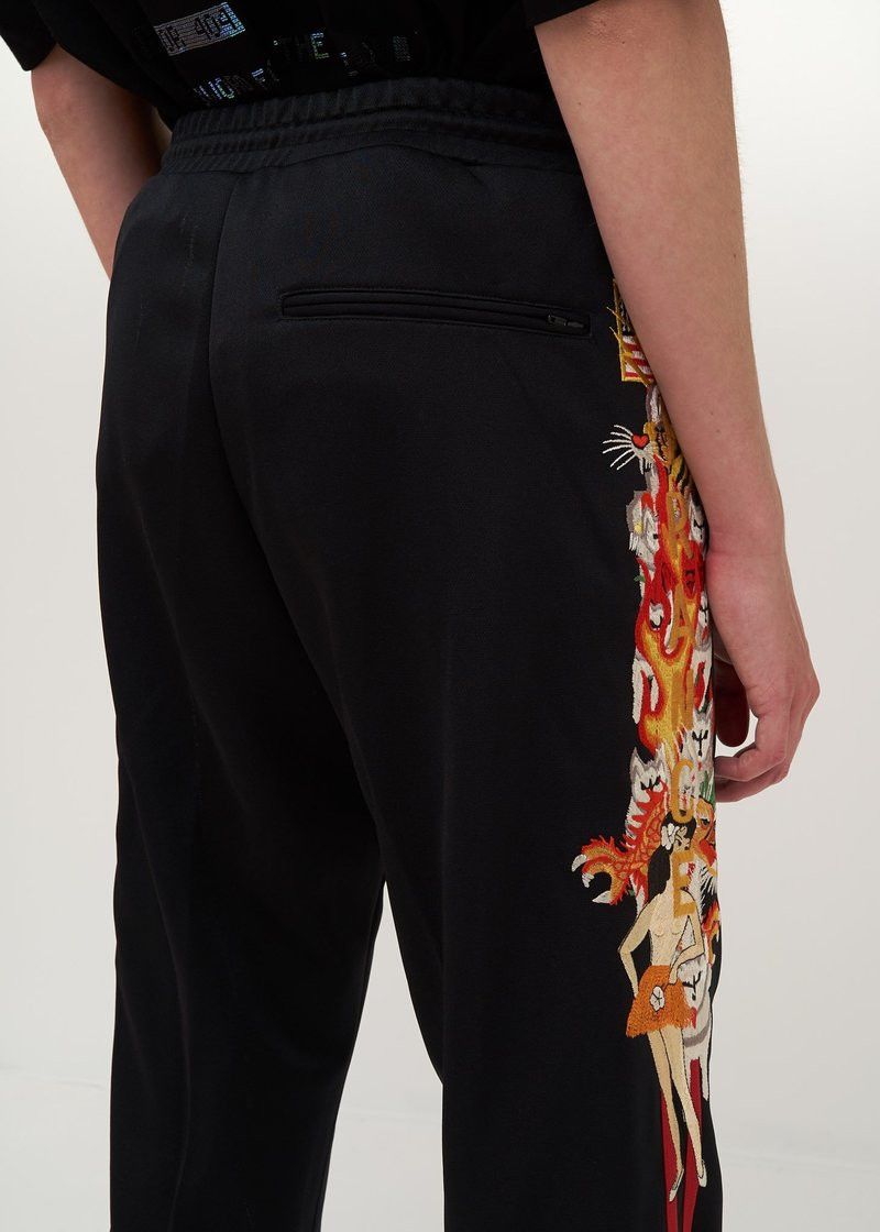 Doublet o1tko10426 Chaos-Embroidered Track-Pants in Black Size US 32 / EU 48 - 4 Thumbnail