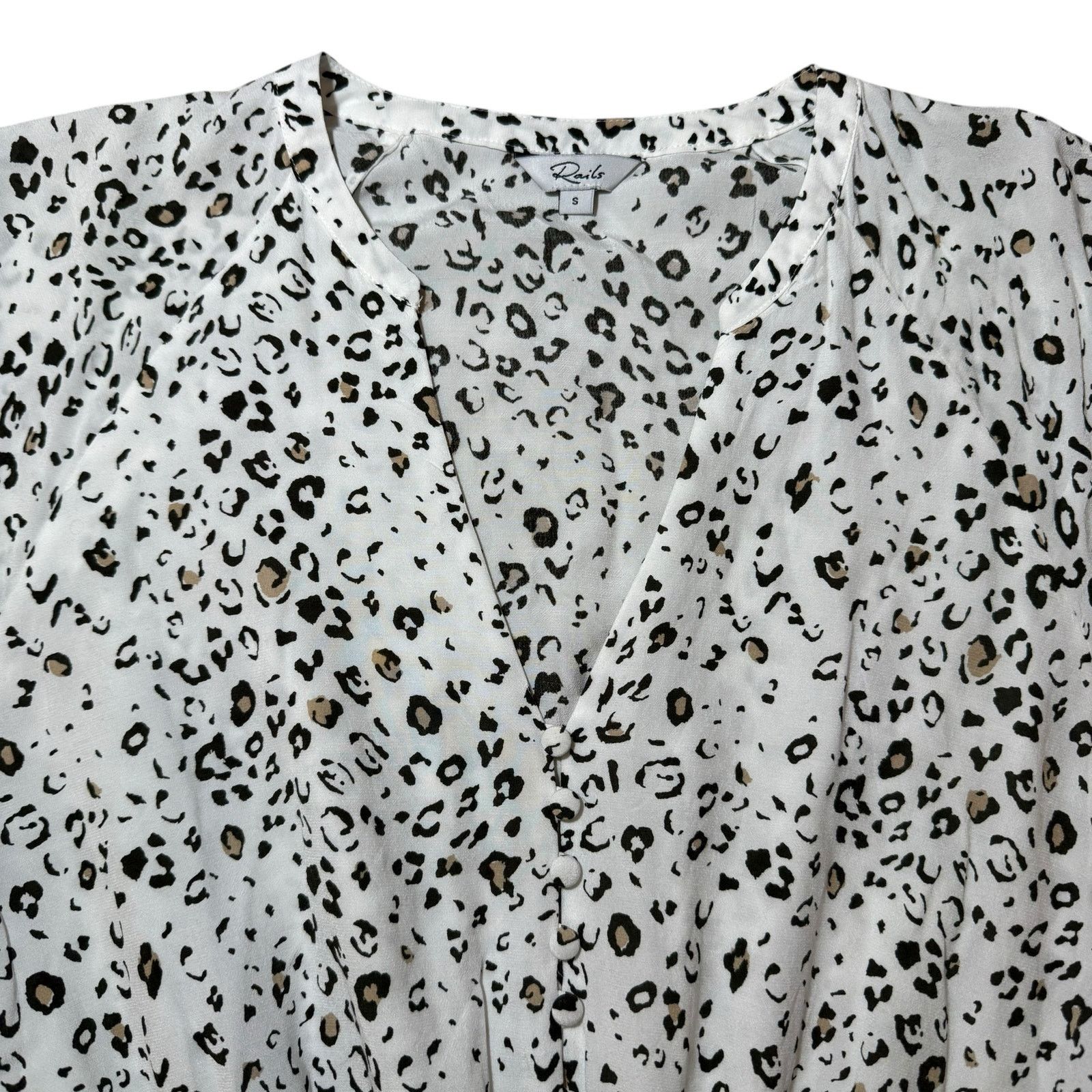 Rails Rails Karla Dress Smocked White Mocha Leopard Print Small Size S / US 4 / IT 40 - 6 Thumbnail