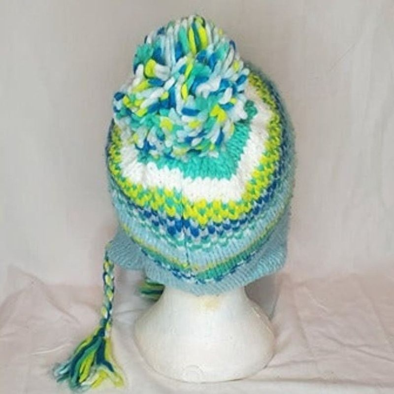 Handmade Winter Fleece knitted Ski Hat Size ONE SIZE - 3 Thumbnail