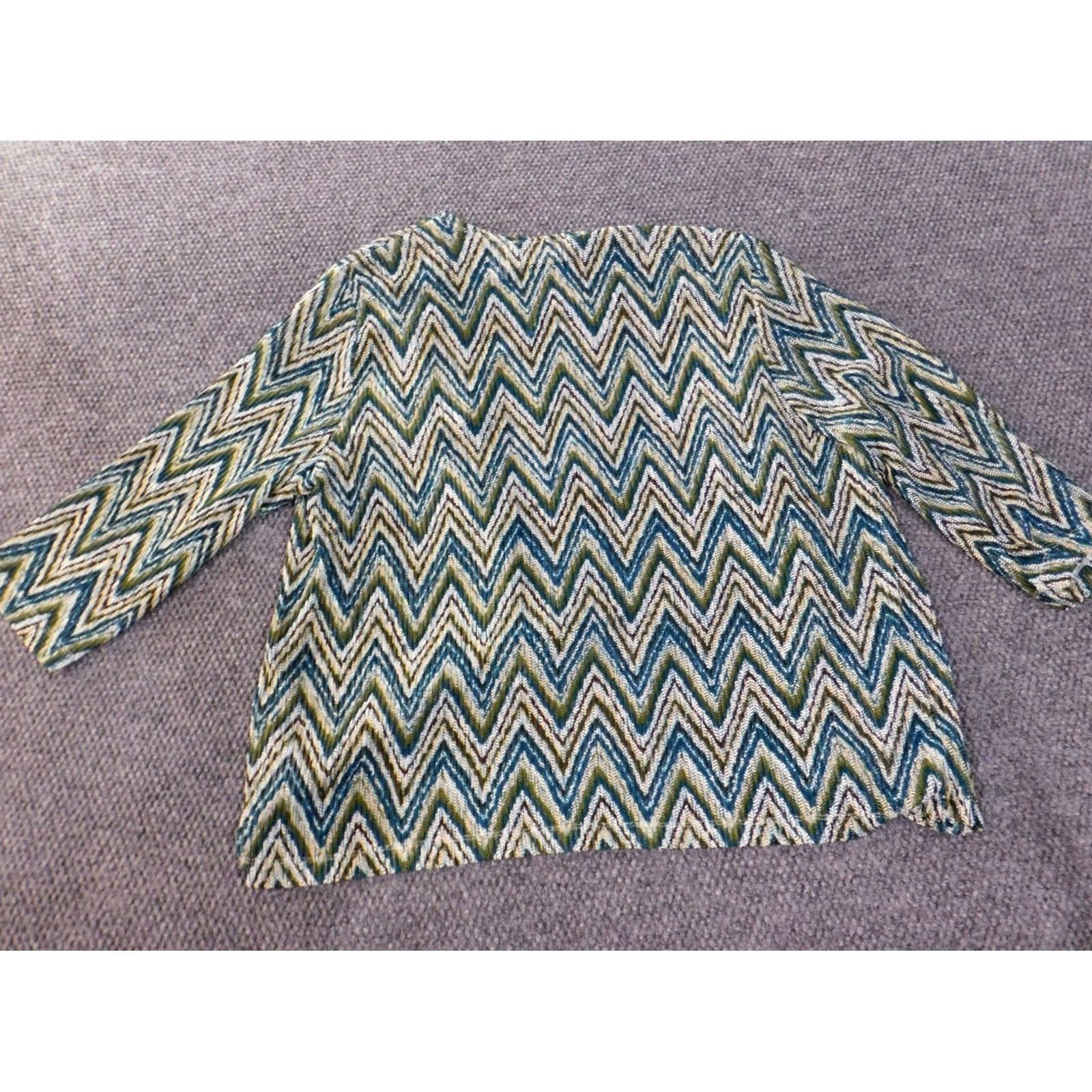 Vintage Alfred Dunner Blouse Shirt Womens 2X Green Geometric Open Rhinestone Classic Knit Polyester Spandex Crew Neck Long Sleeve Pullover Casual Plus Size Size XXL / US 16-18 / IT 52-54 - 7 Thumbnail