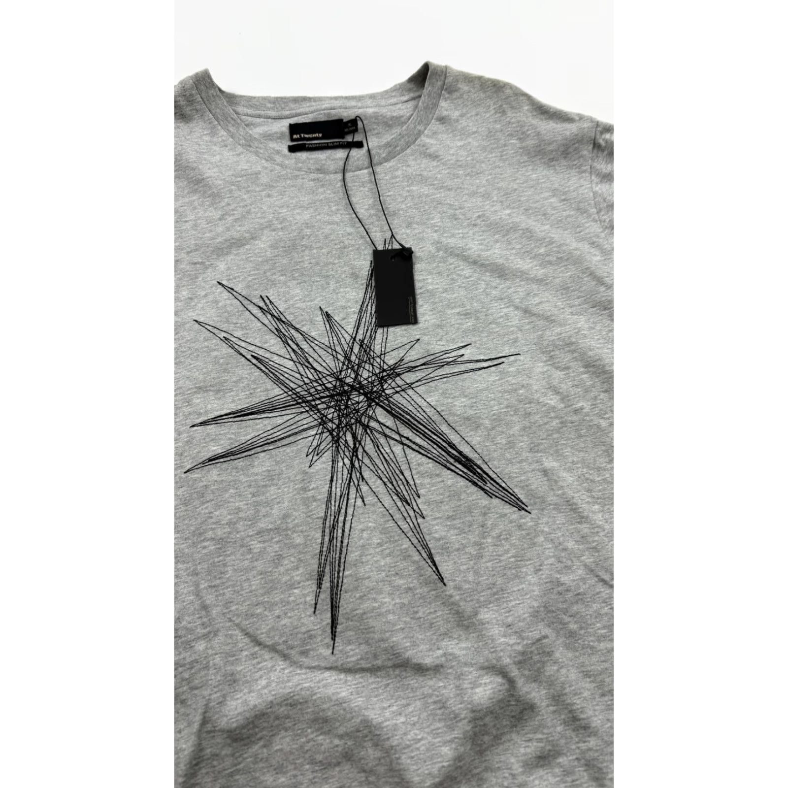Vintage At Twenty Shirt Mens XL Gray Fashion Slim Fit Graphic Star Embroidery Tee New Size US XL / EU 56 / 4 - 2 Thumbnail