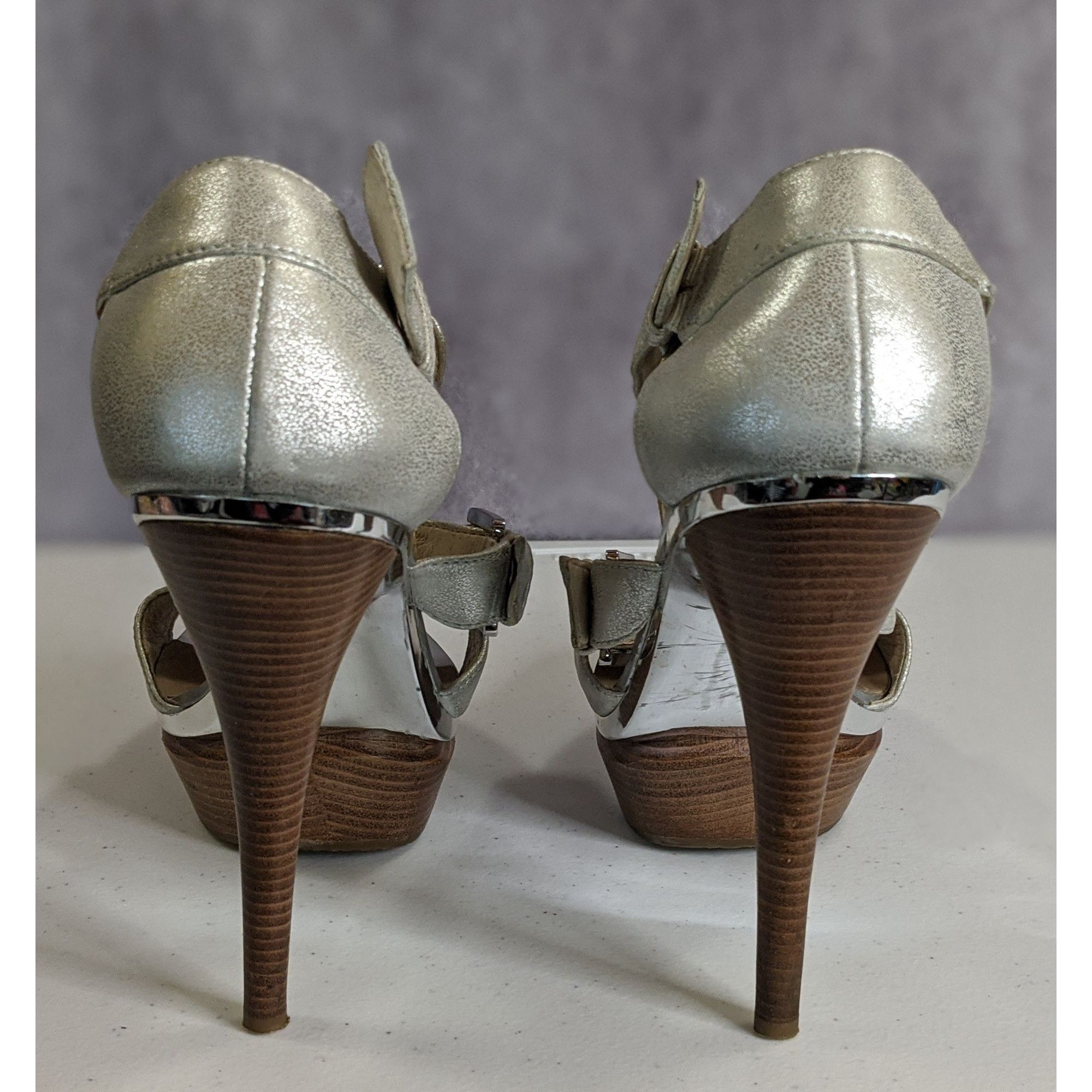 Michael Kors Michael Michael Kors Metallic Silver High Heel Sandals 9.5M Size US 9.5 / IT 39.5 - 7 Thumbnail