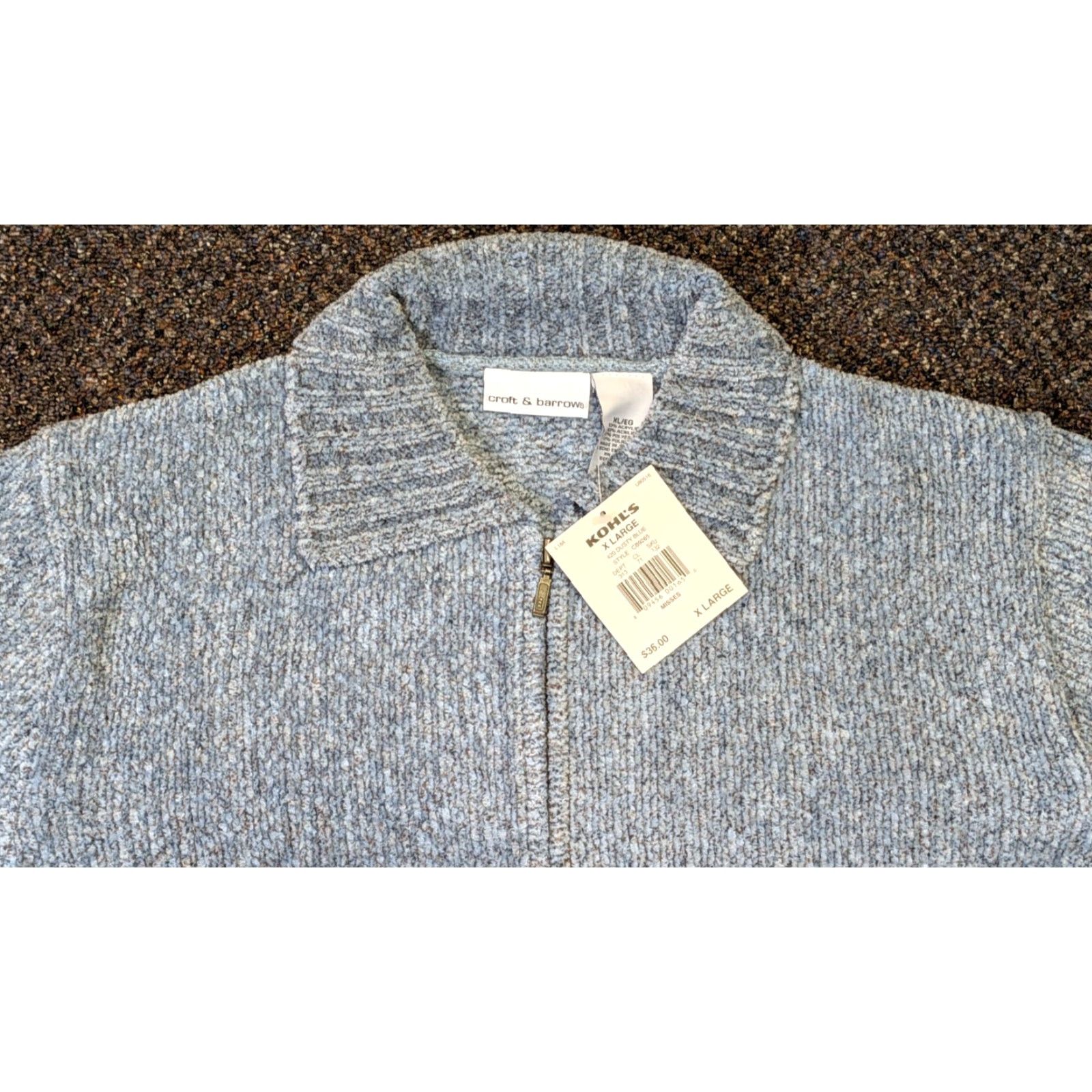 Croft & Barrow NWT Kohl's Croft & Barrow Xlarge XL Dusty Blue Womens Full Zip Sweater Cardigan Size XL / US 12-14 / IT 48-50 - 2 Thumbnail