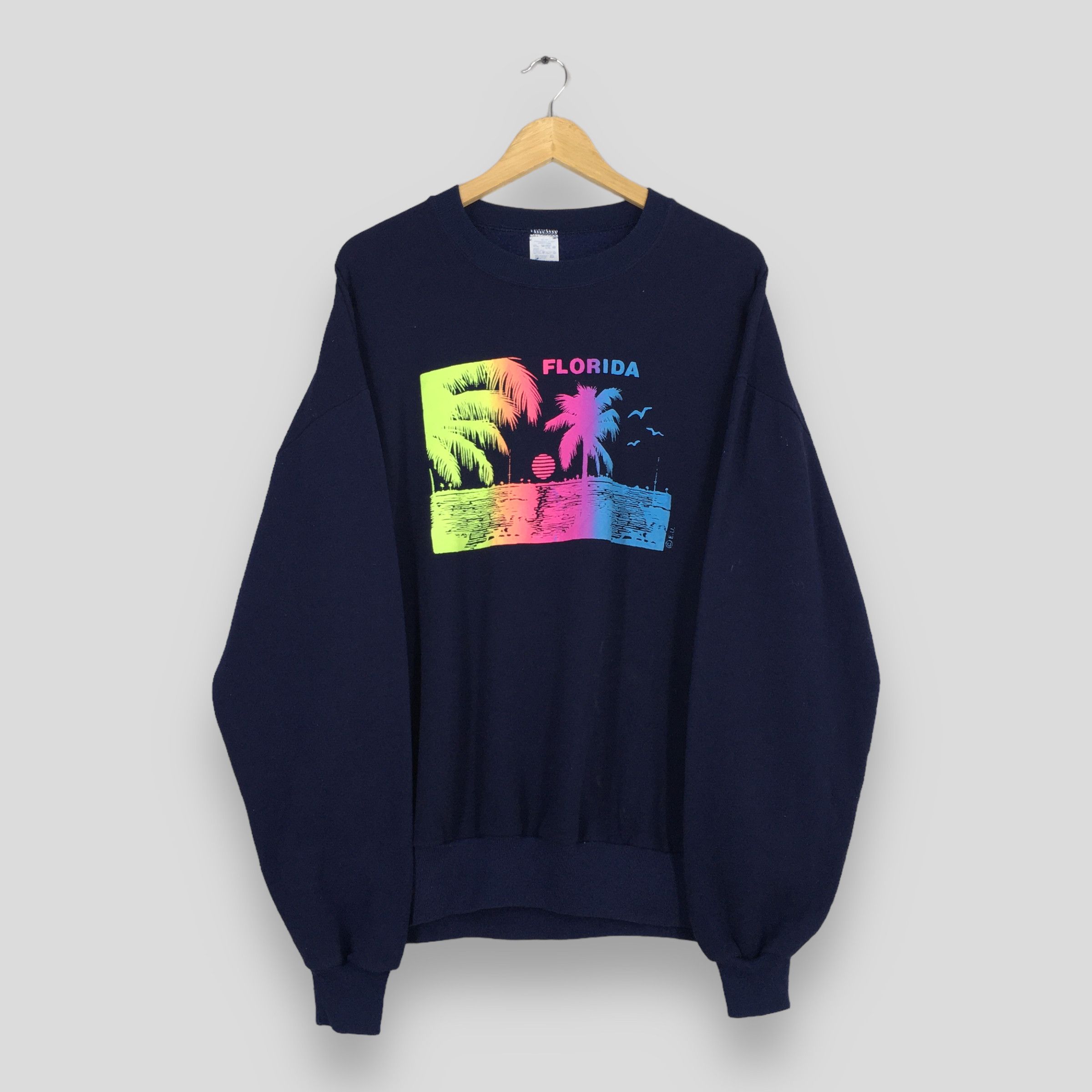 Jerzees × Vintage Vintage 90s Palm Beach Florida Sweatshirt XLarge Size US XL / EU 56 / 4 - 1 Thumbnail