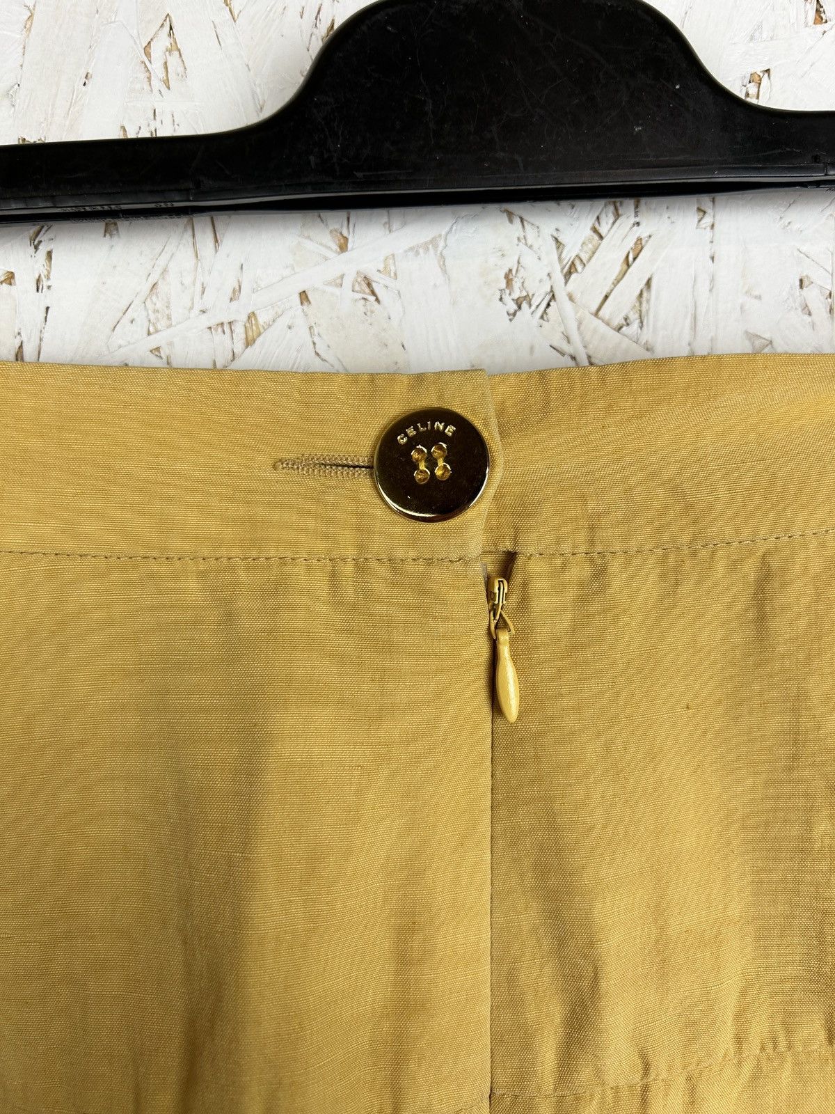 Celine 90s Vintage Celine Paris Linen Metal Chain Skirt Size 38 Size 26" / US 2 / IT 38 - 6 Thumbnail