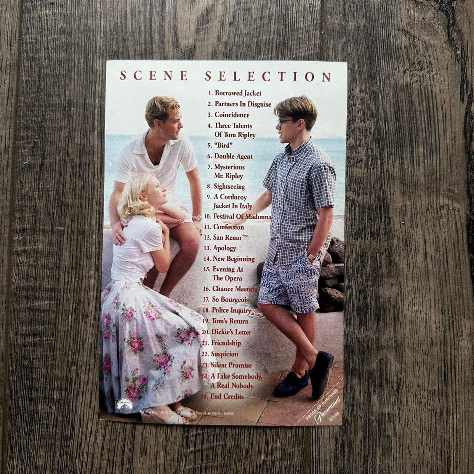 Vintage Vintage The Talented Mr Ripley Mini Movie Promo DVD Poster Size ONE SIZE - 4 Thumbnail