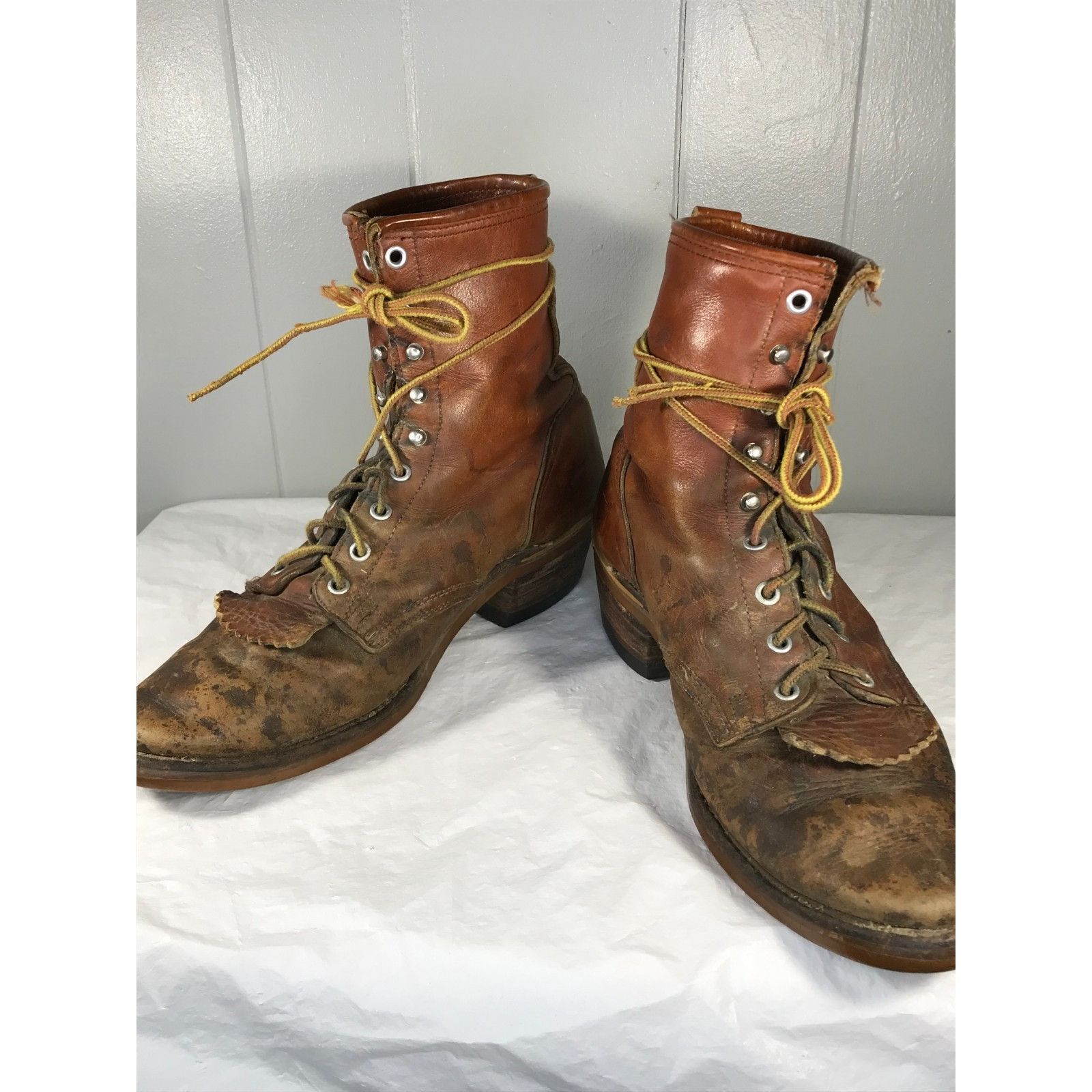 Roper Vintage DD Tuff USA High-Quality Brown Leather Lace-Up Roper Size US 7.5 / EU 40-41 - 1 Thumbnail