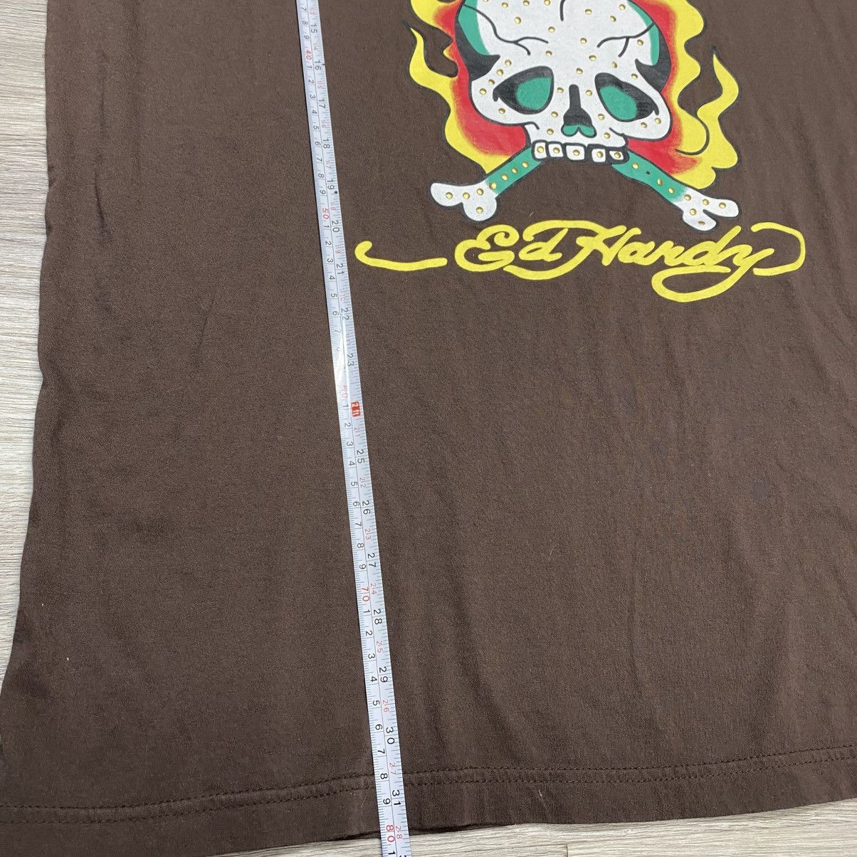 Ed Hardy Vintage Y2K Ed Hardy Brown Flame Skull T-Shirt Size 2XL Size US XXL / EU 58 / 5 - 6 Thumbnail