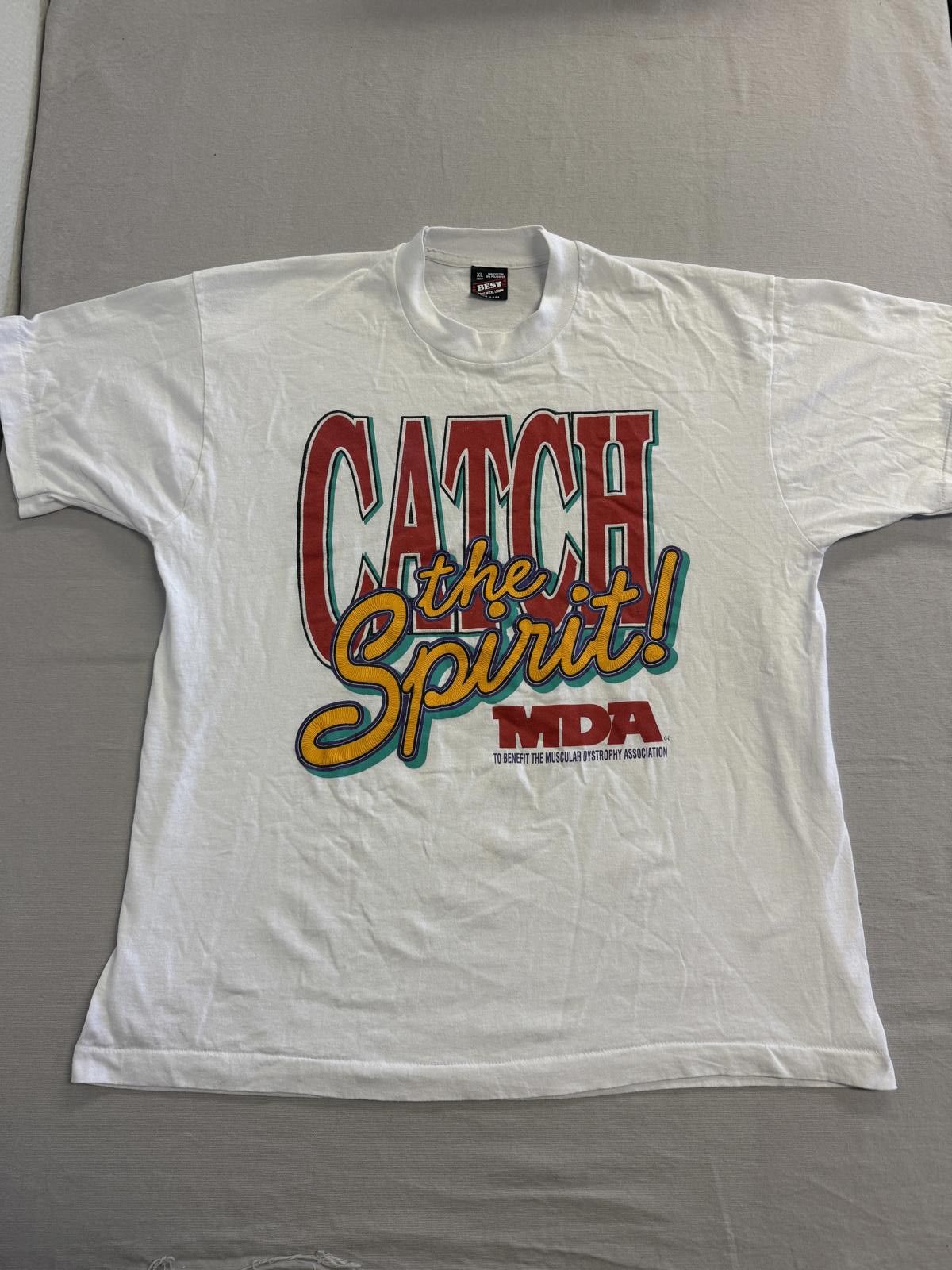 Fruit Of The Loom Vintage MDA T-shirt Catch the Spirit Muscular Dystrophy XL Size US XL / EU 56 / 4 - 1 Thumbnail