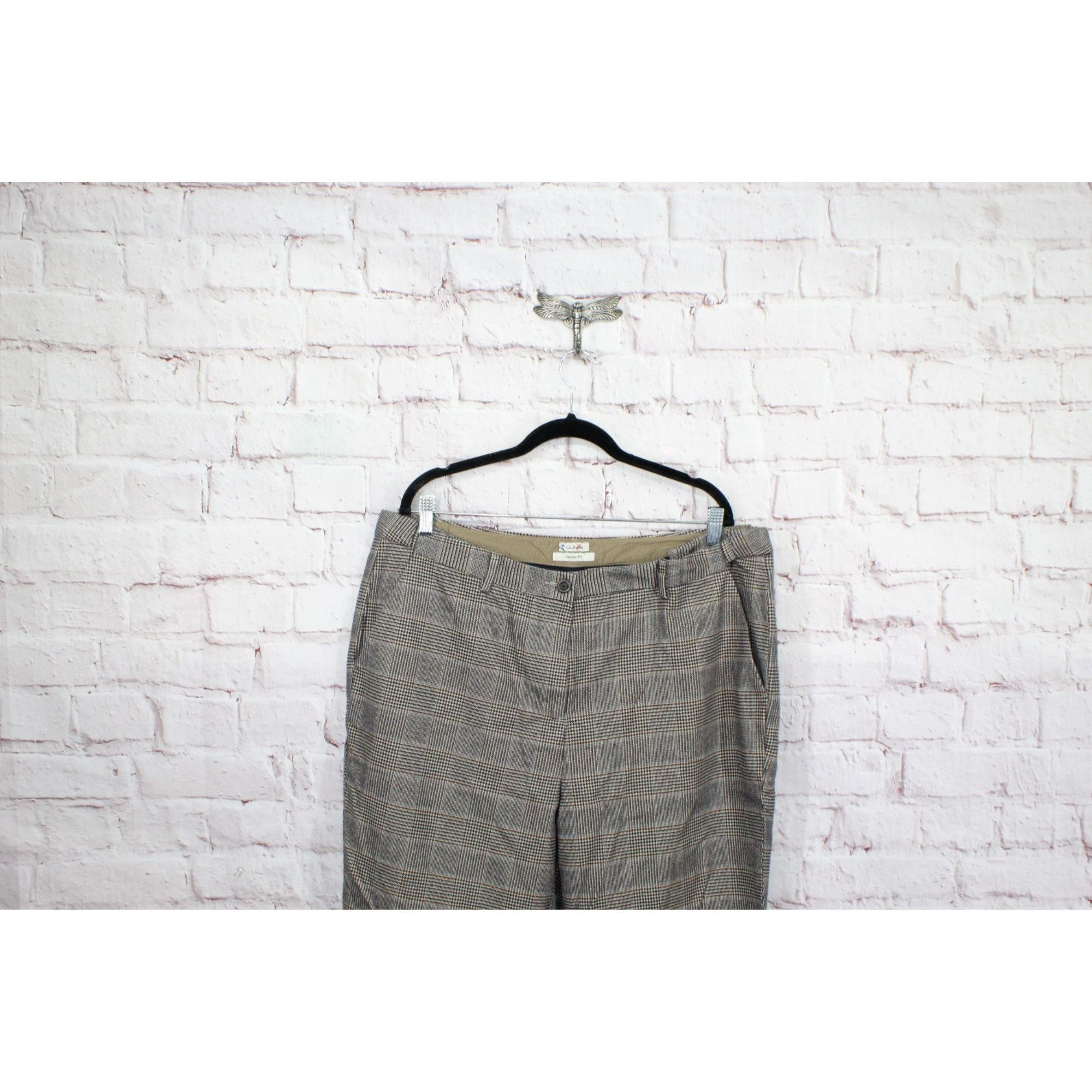 L.L. Bean LL Bean Women's Plaid Classic Fit Lined Career Dress Pants Size 40" / US 18 - 2 Thumbnail