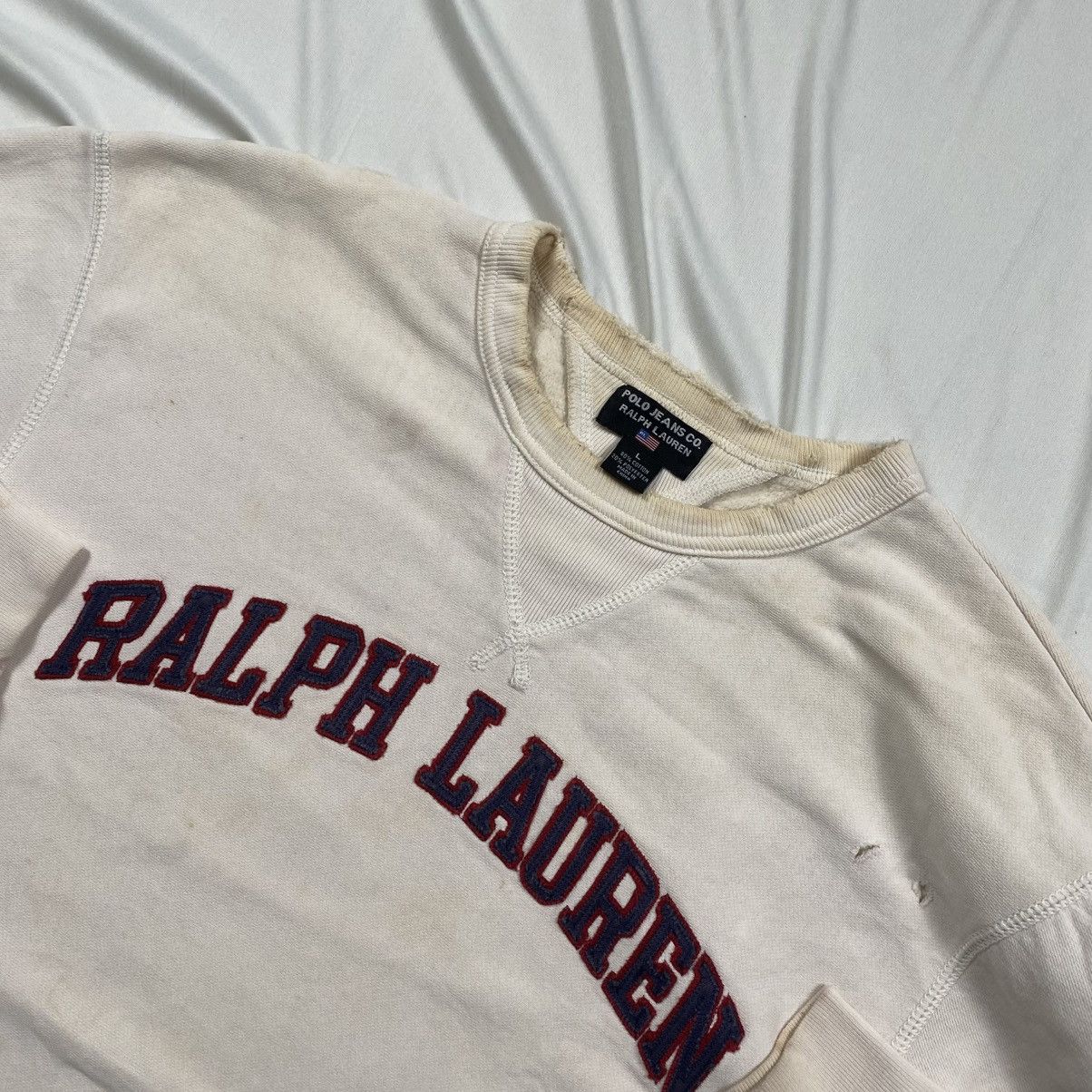 Polo Ralph Lauren Vintage y2k Polo Jeans Co Distressed Crewneck Size US L / EU 52-54 / 3 - 7 Thumbnail