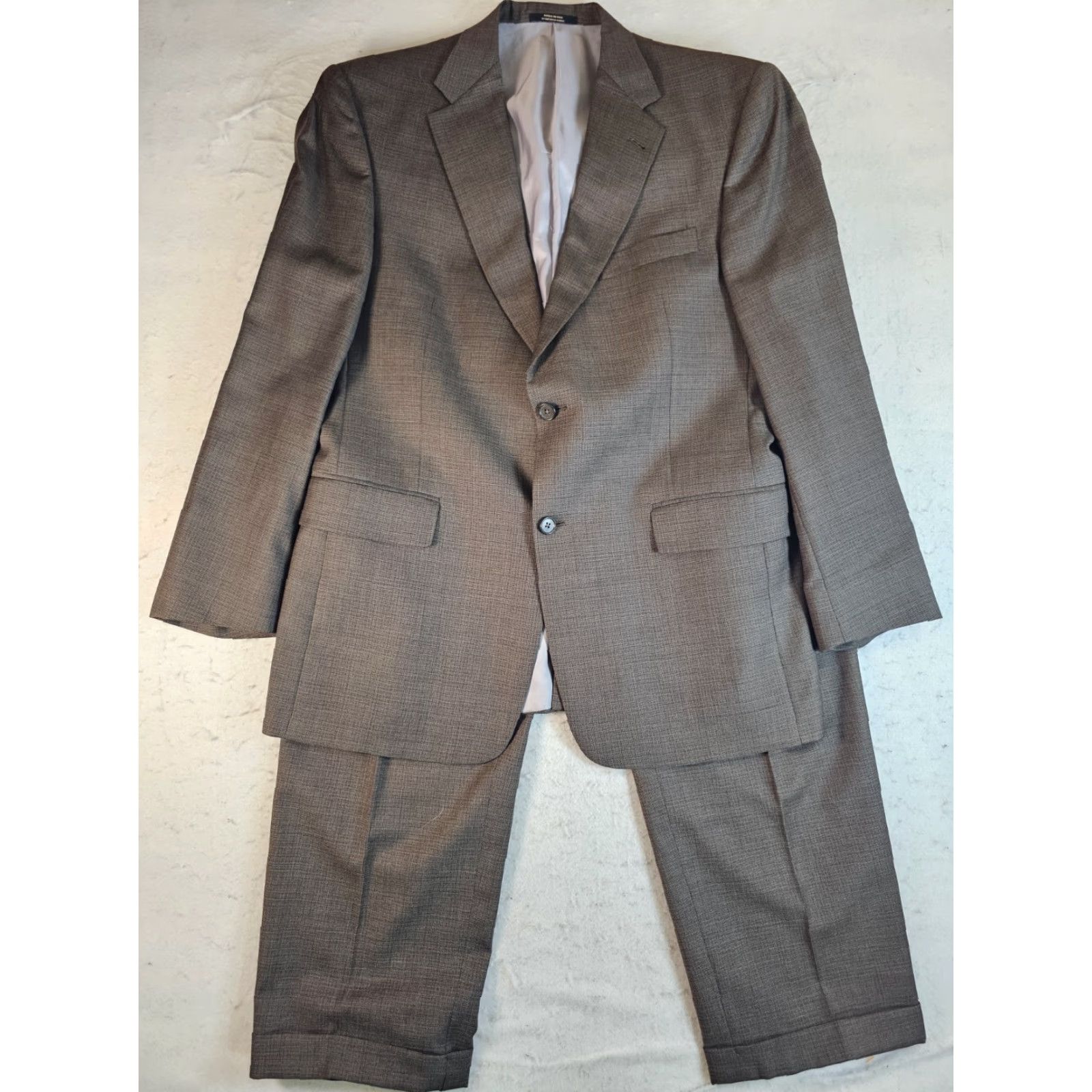 Hart Schaffner Marx Hart Schaffner Marx Signature Houndstooth Brown 2 Piece Suit Mens Size 41 R 34x32 Size 42R - 2 Thumbnail