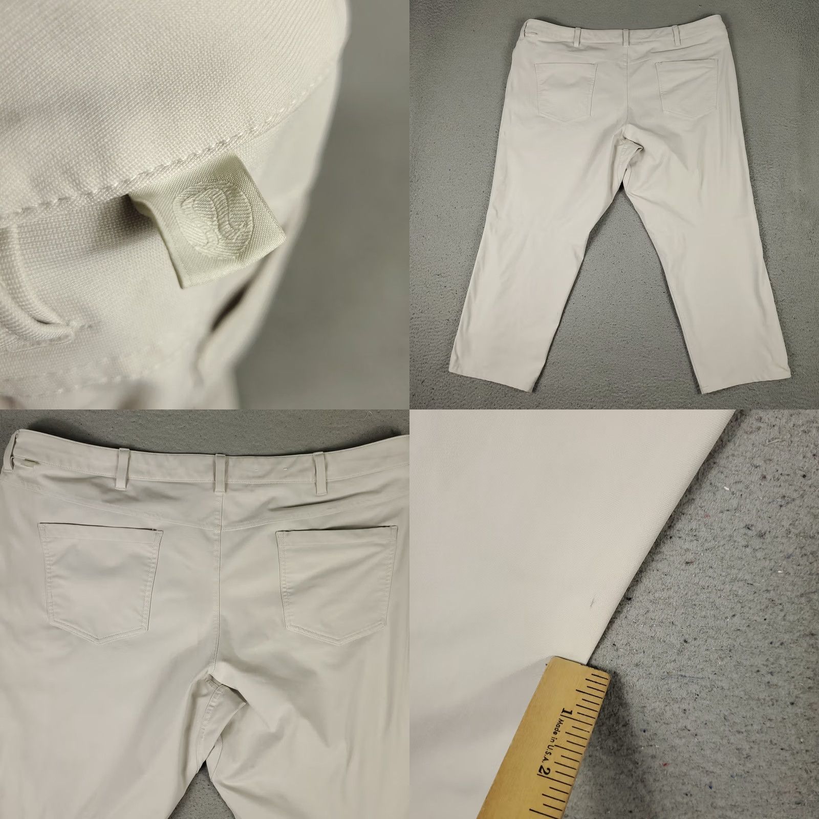 Lululemon Lululemon Pants Mens 42x27 Commission Straight 5-Pocket Chino Trousers Beige Regular 42in Knit Polyester Solid Slant 5-Pocket Style: Chino Mens Size US 42 / EU 58 - 8 Thumbnail