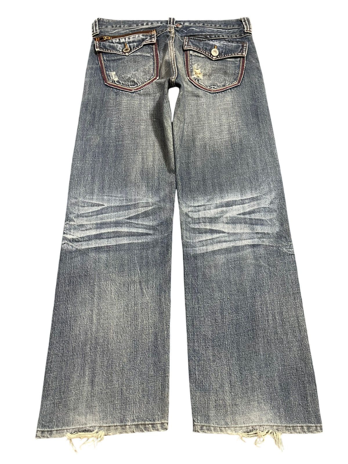 14th Addiction Vintage Japanese Brand Blue Faded Wash Distress Loose Jeans Size US 31 - 2 Thumbnail