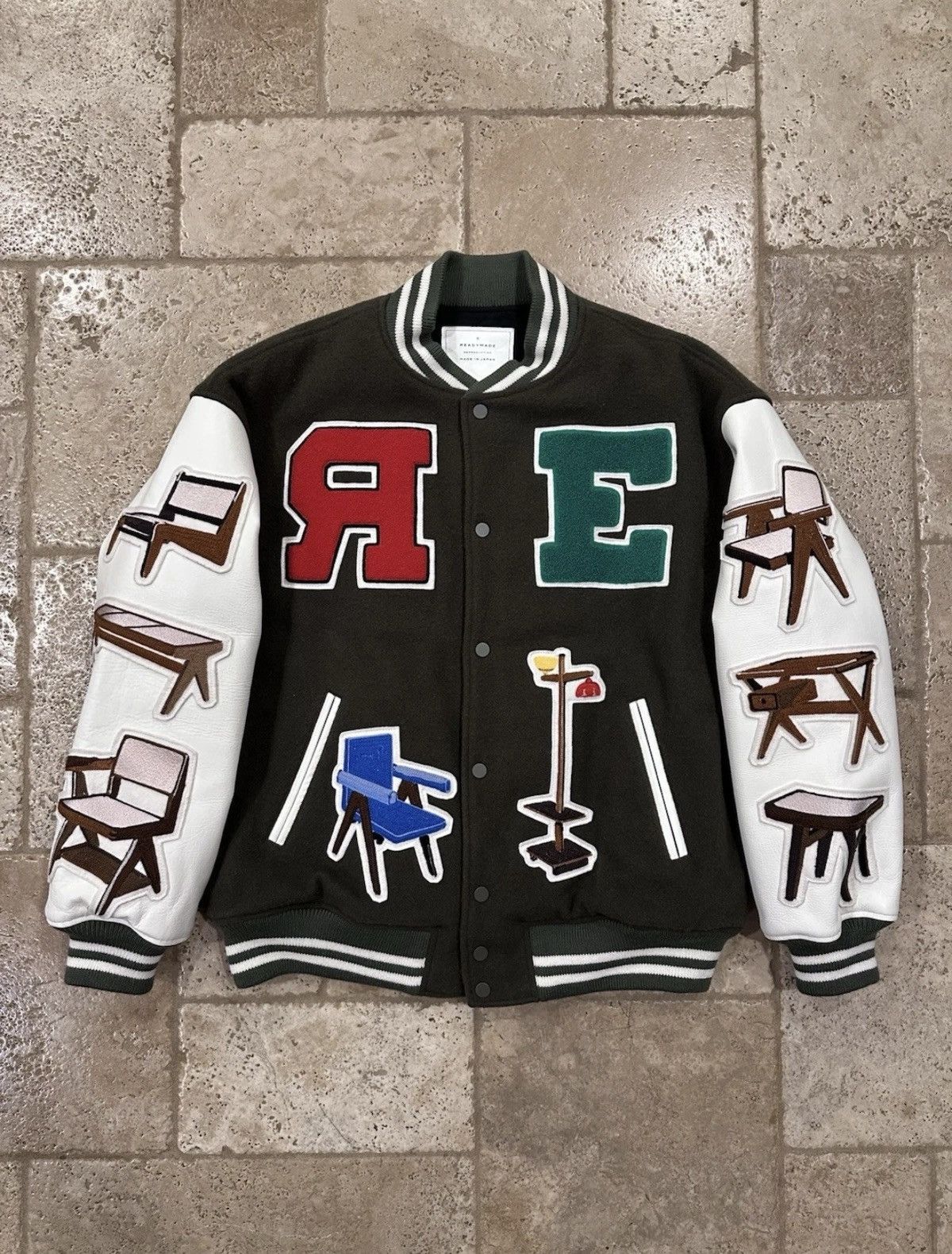 READYMADE Readymade Chair Logos Varsity Lettermen Green Jacket Size US M / EU 48-50 / 2 - 1 Thumbnail