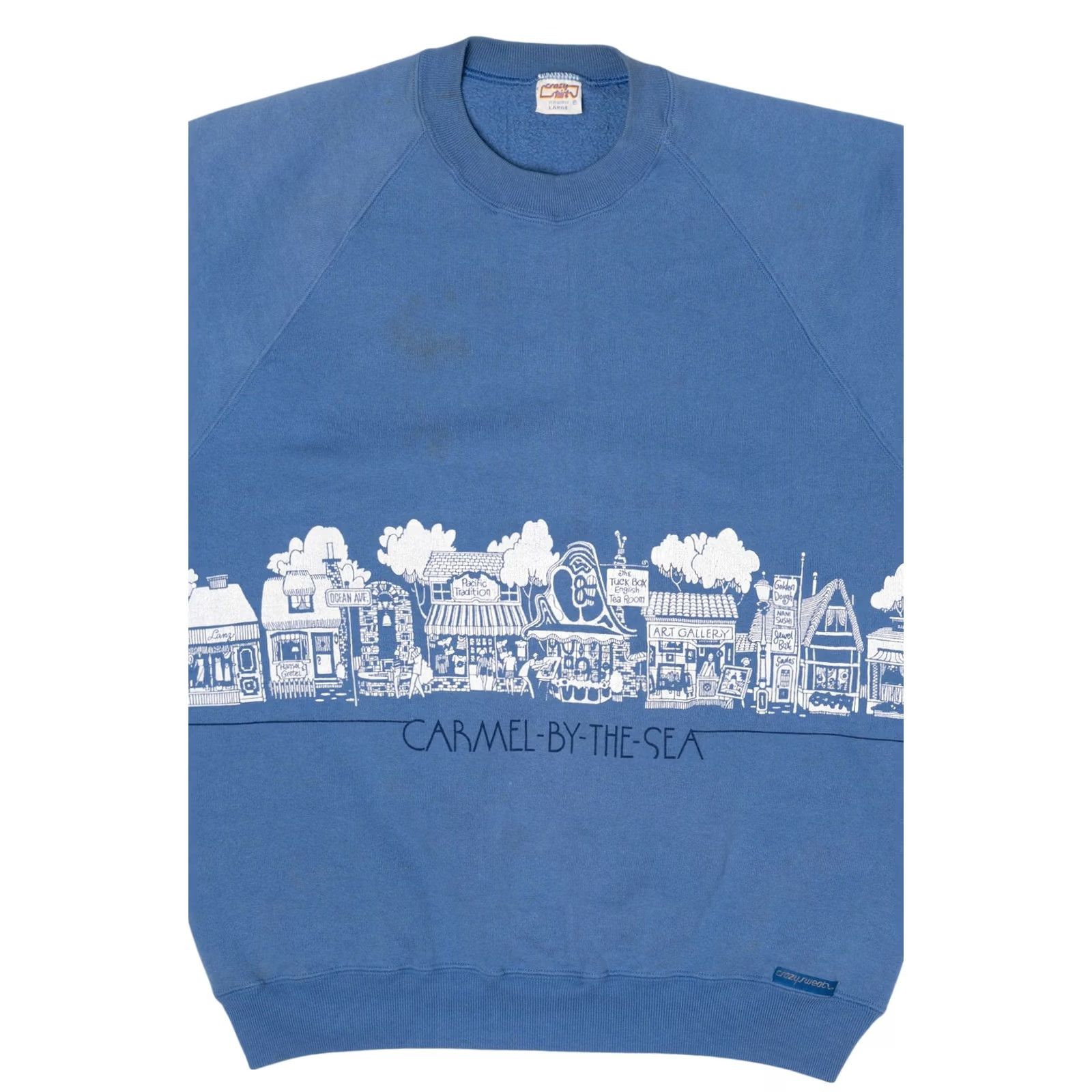 Vintage VINTAGE Crazy Shirtz Wrap Around Raglan Sweatshirt Shirt Large Blue 1990s Mens Womens Girls Boys Regular Cotton Polyester USA Size US L / EU 52-54 / 3 - 6 Thumbnail